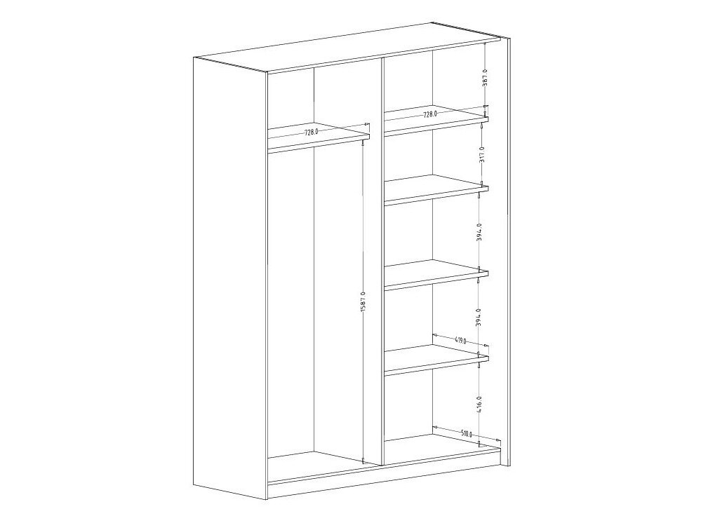 Garderobeskab Austin 371 (Mørk eg + Sort)