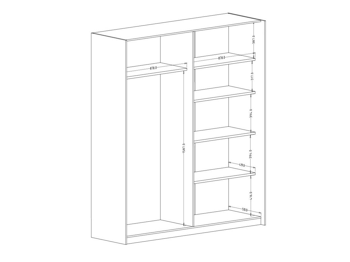Riidekapp Austin 372 (Tume tamm + Must)