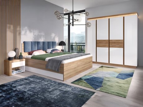 Slaapkamerset Feldeli 122 (Riviera eiken + Glanzend wit)