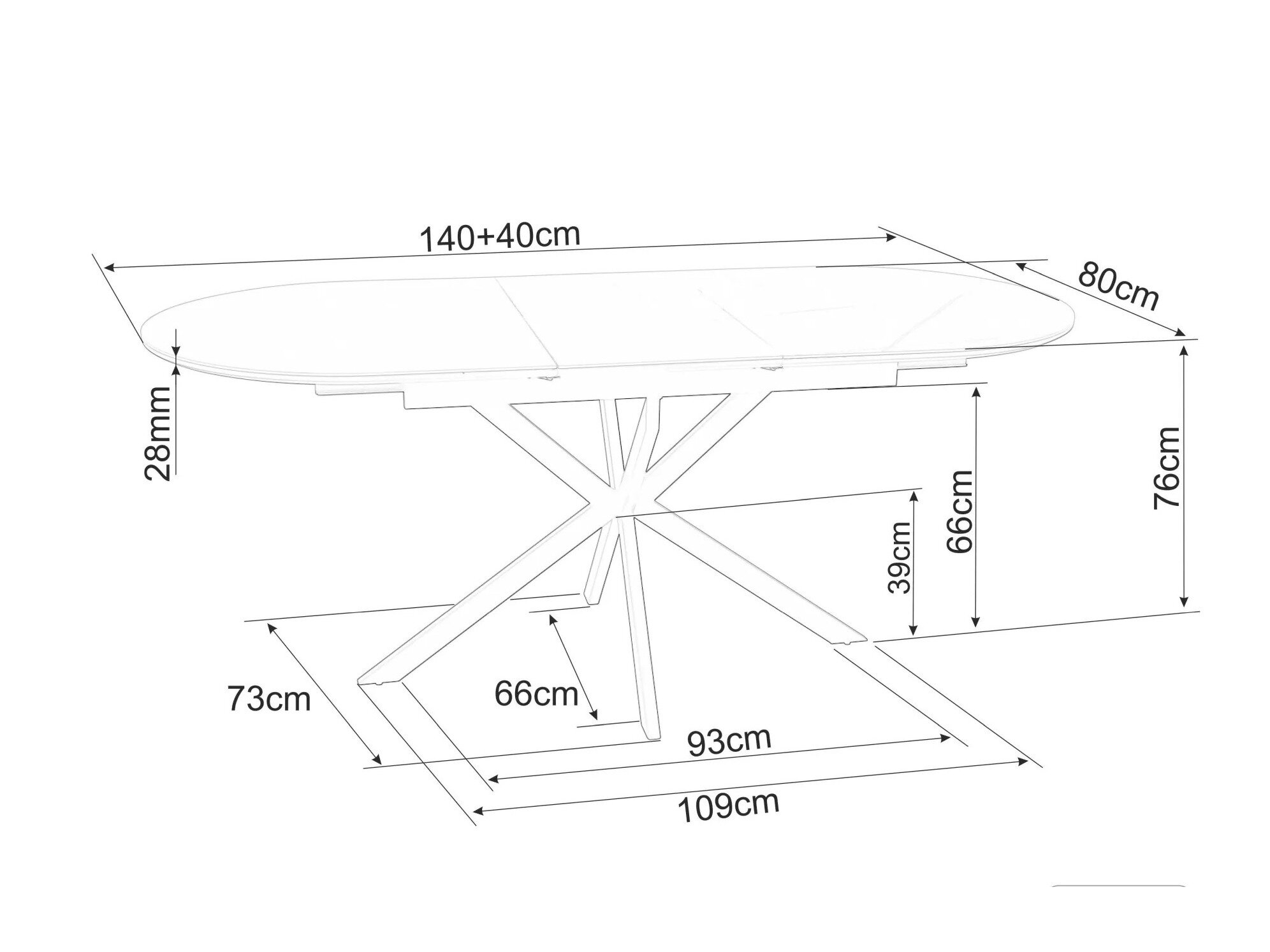 Tafel Detroit 862 (Grijs marmer)