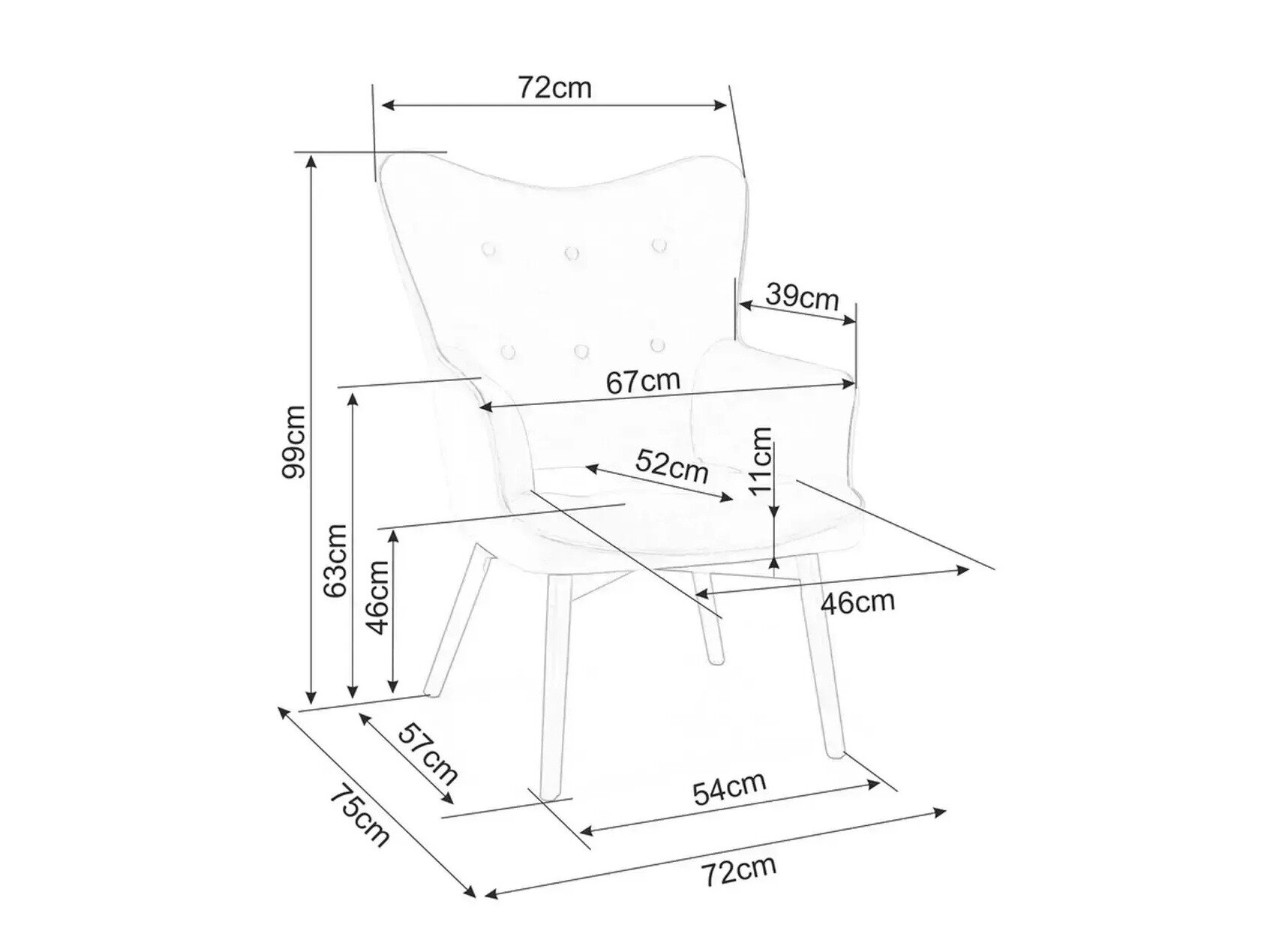 Lænestol Detroit 864 (Grå)