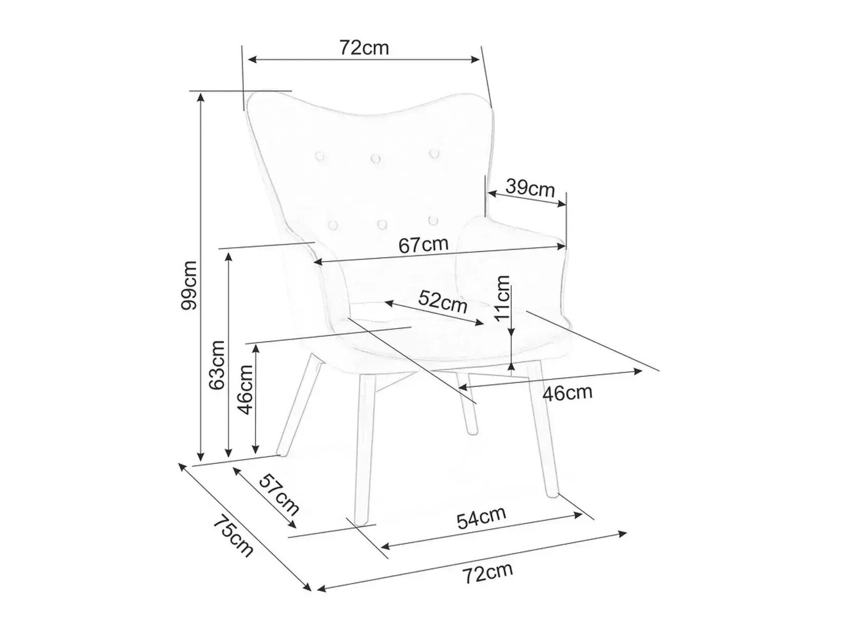 Lænestol Detroit 864 (Mørkegrå)