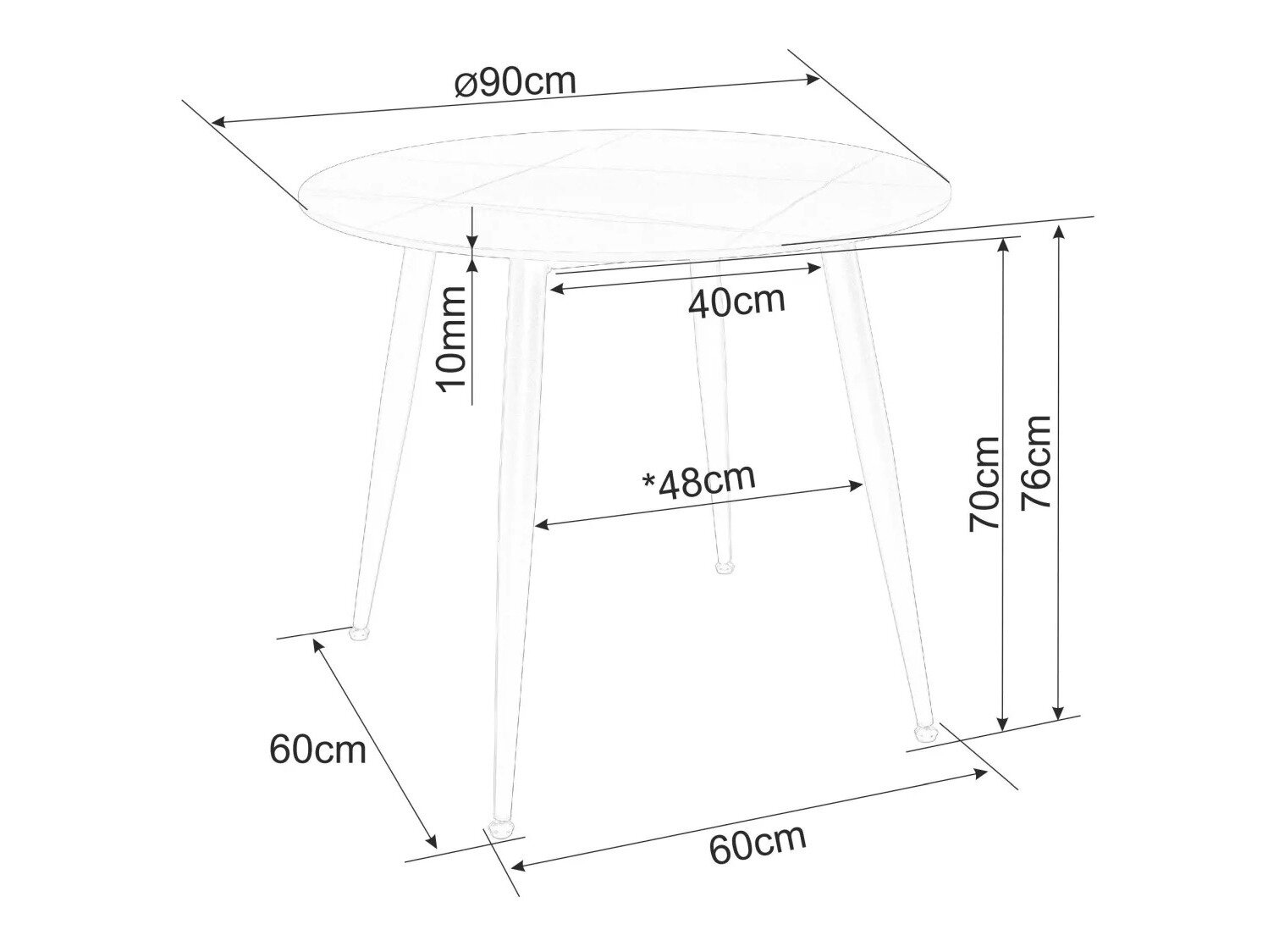Bord Detroit 871 (Sort marmor)