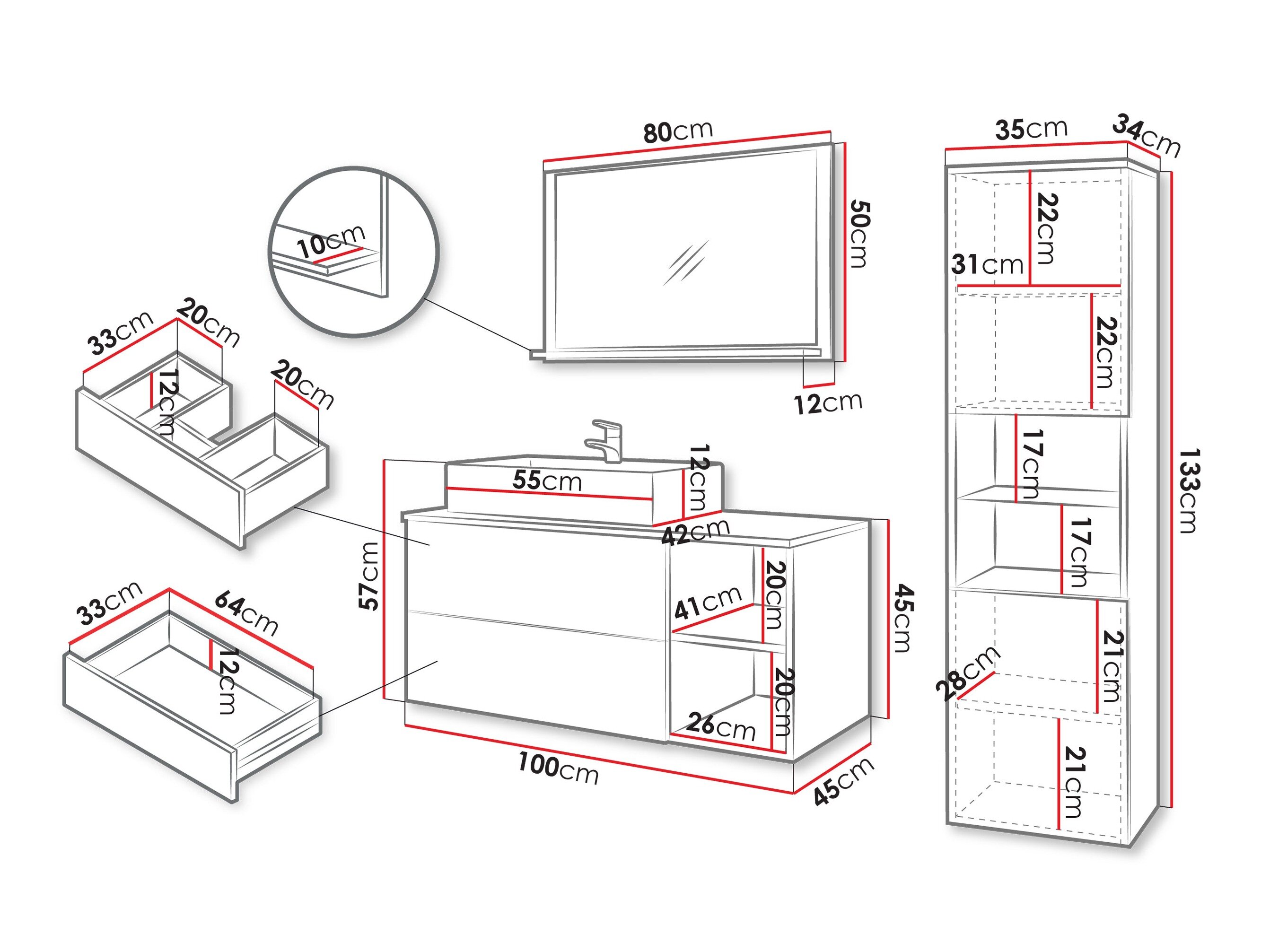 Badeværelsessæt Ophruvi 104 (Kashmir + Egetræ)