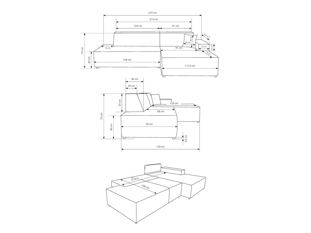 Hjørnesofa Kingston 187 (Dunbar 40)