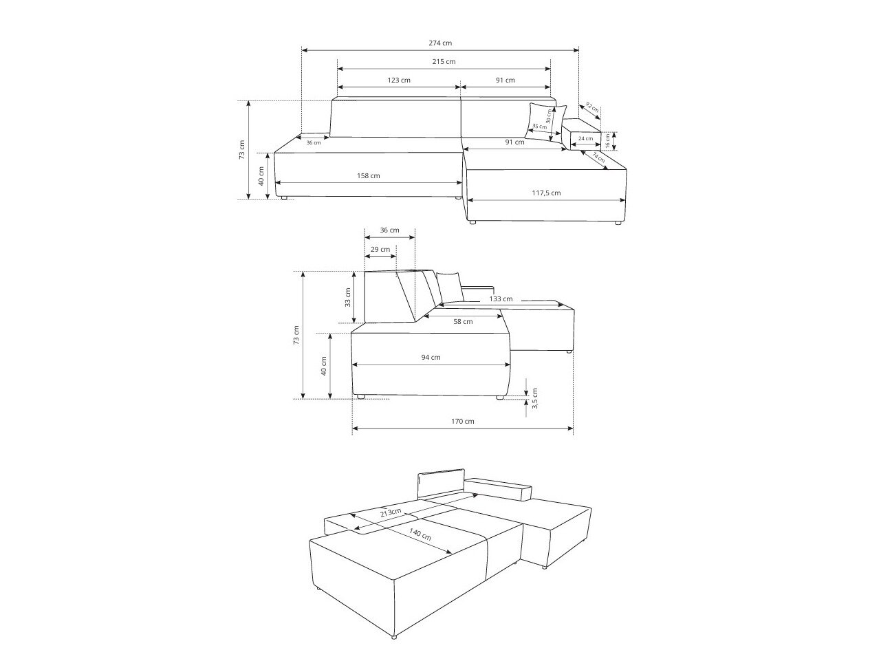 Hjørnesofa Kingston 187 (Dunbar 75)