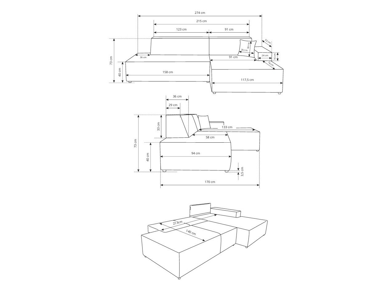 Hjørnesofa Kingston 187 (Dunbar 75)