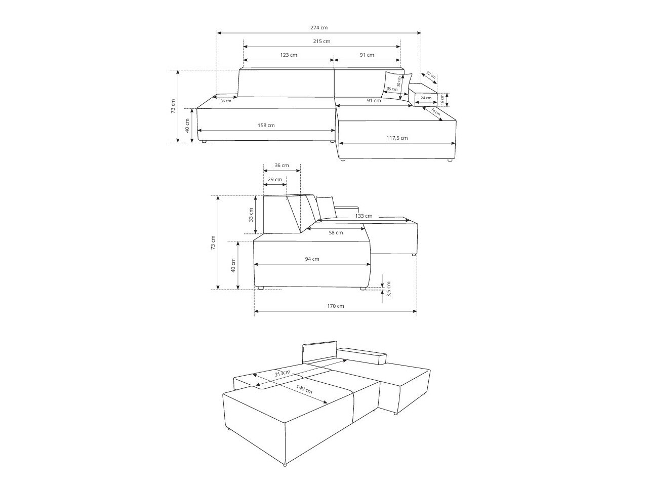 Hjørnesofa Kingston 187 (Dunbar 80)