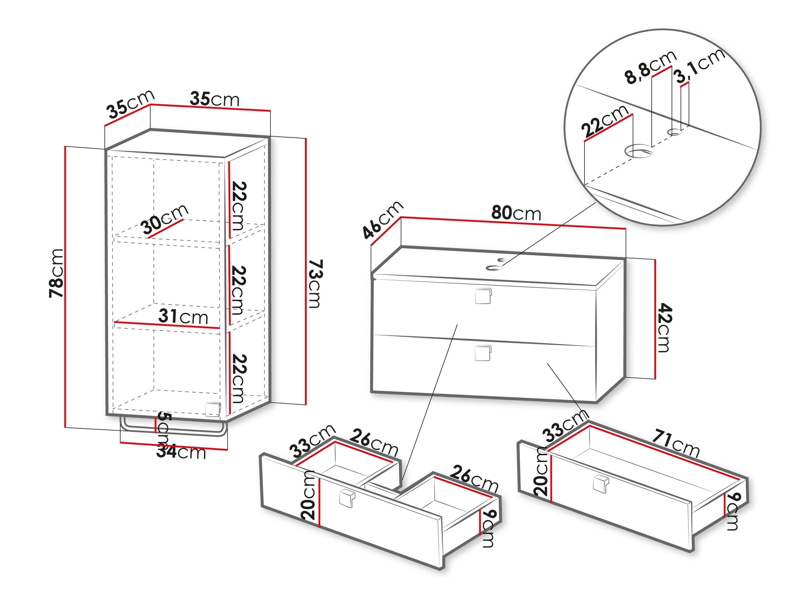 Badeværelsessæt Panium I (Lysebrun)