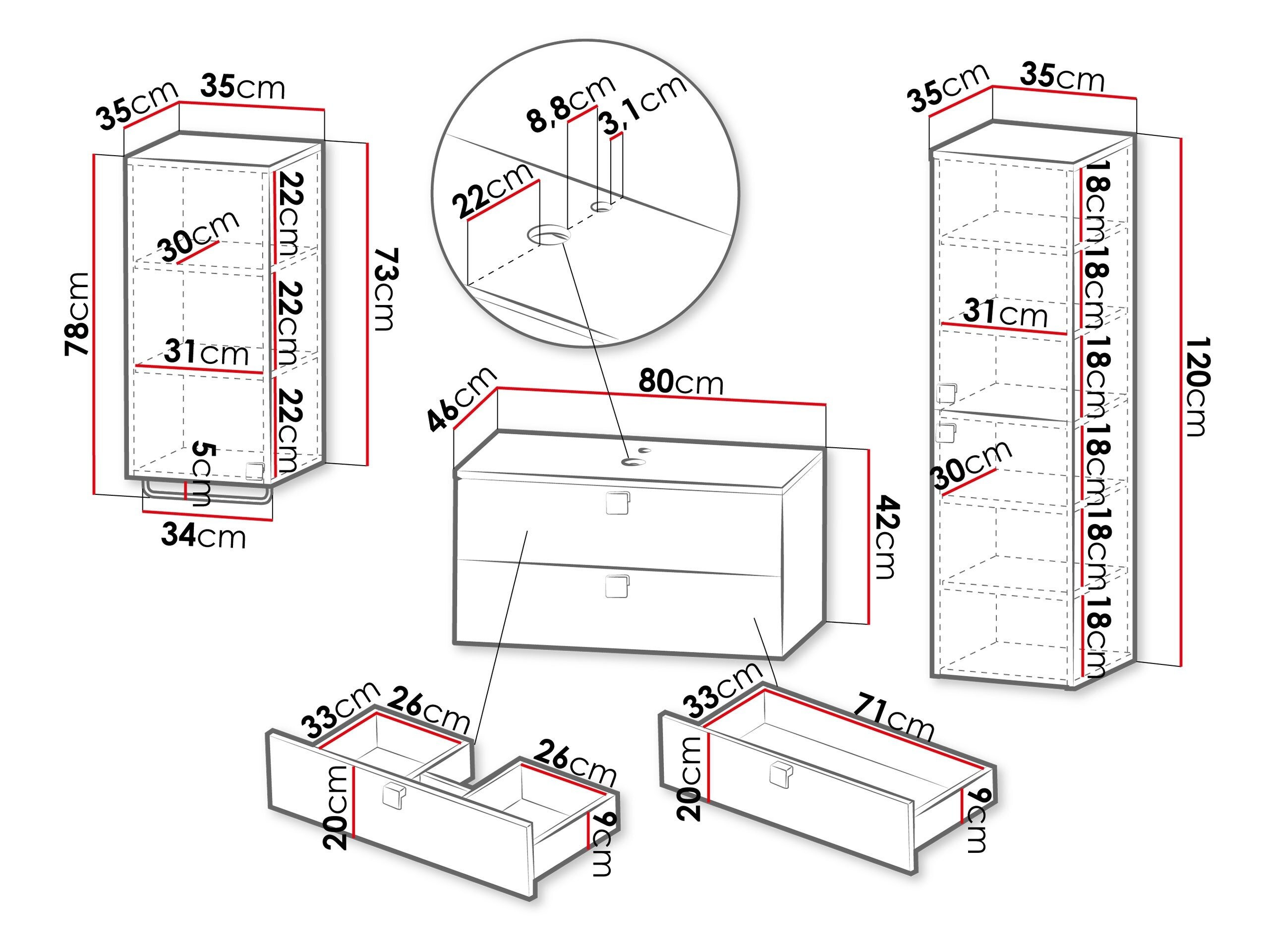 Badeværelsessæt Panium II (Lysebrun)