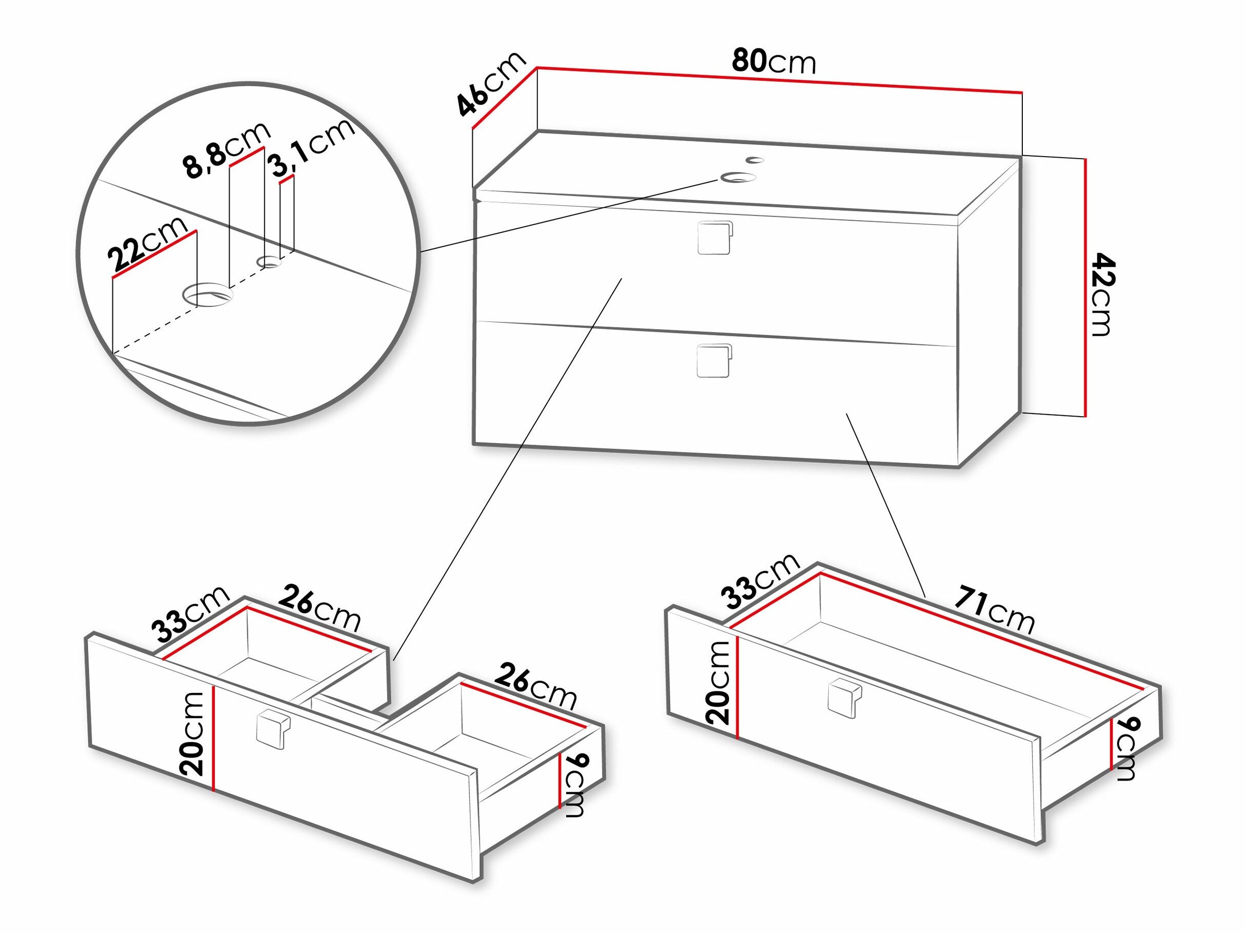 Vægbadeværelsesskab til håndvask Orlvera 102 (Lysebrun)
