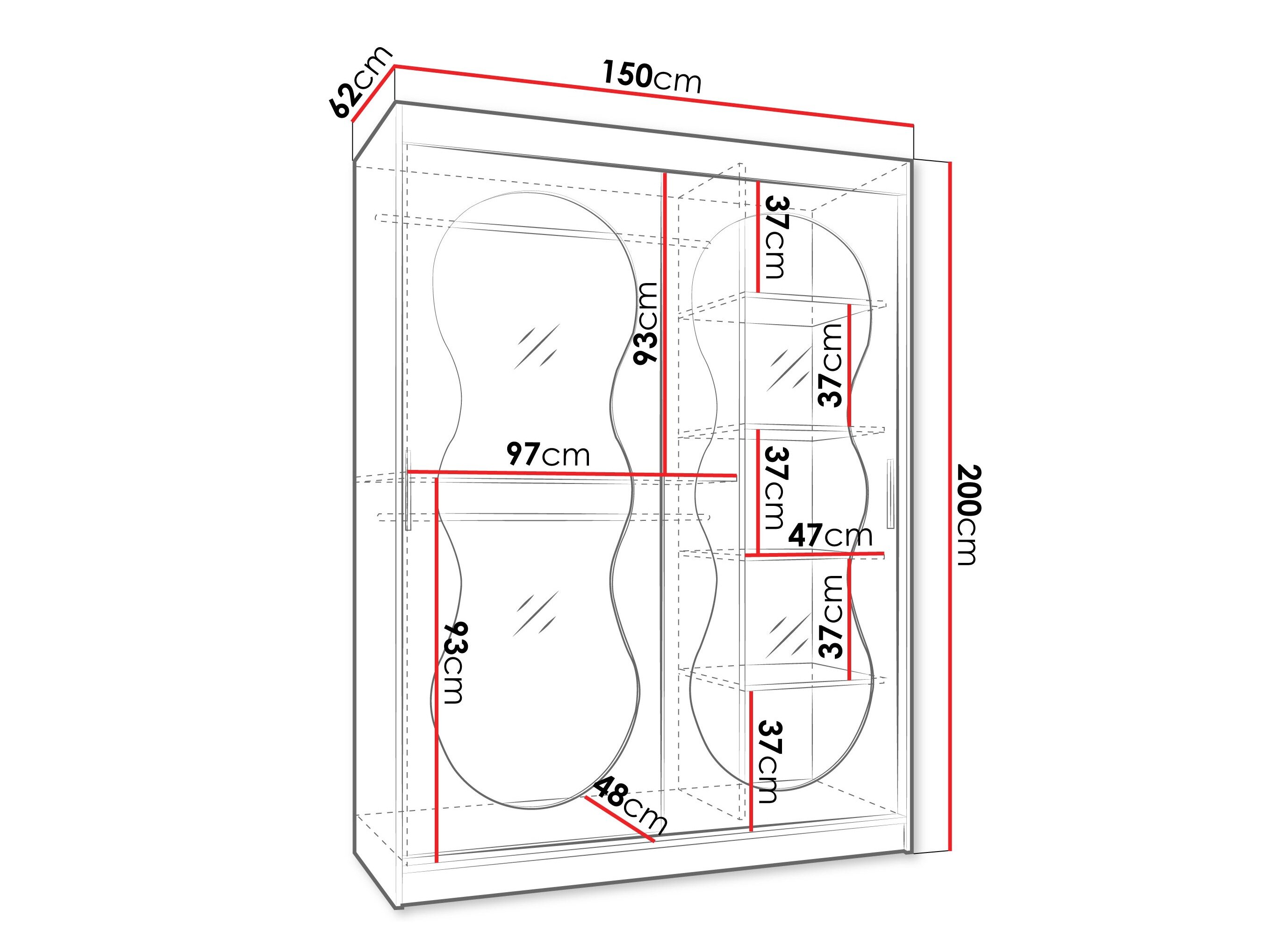 Garderobeskab Hartford 528 (Sort)
