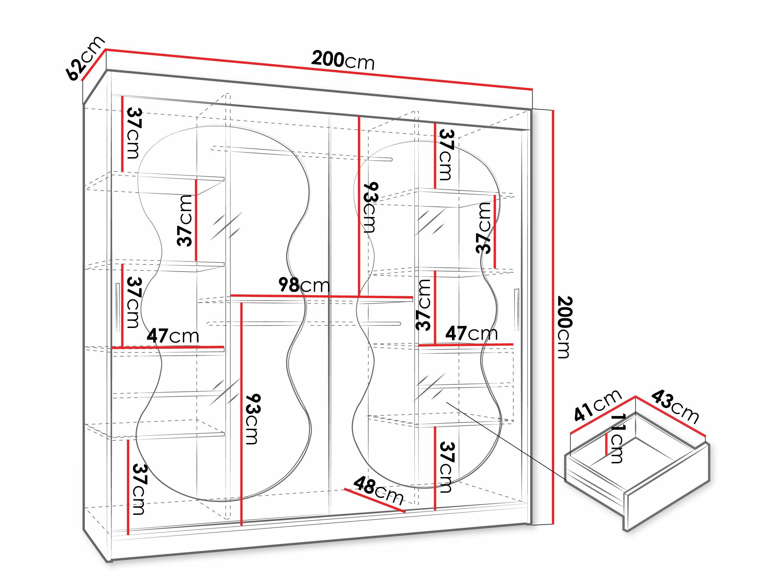 Garderobeskab Hartford 532 (Sort)