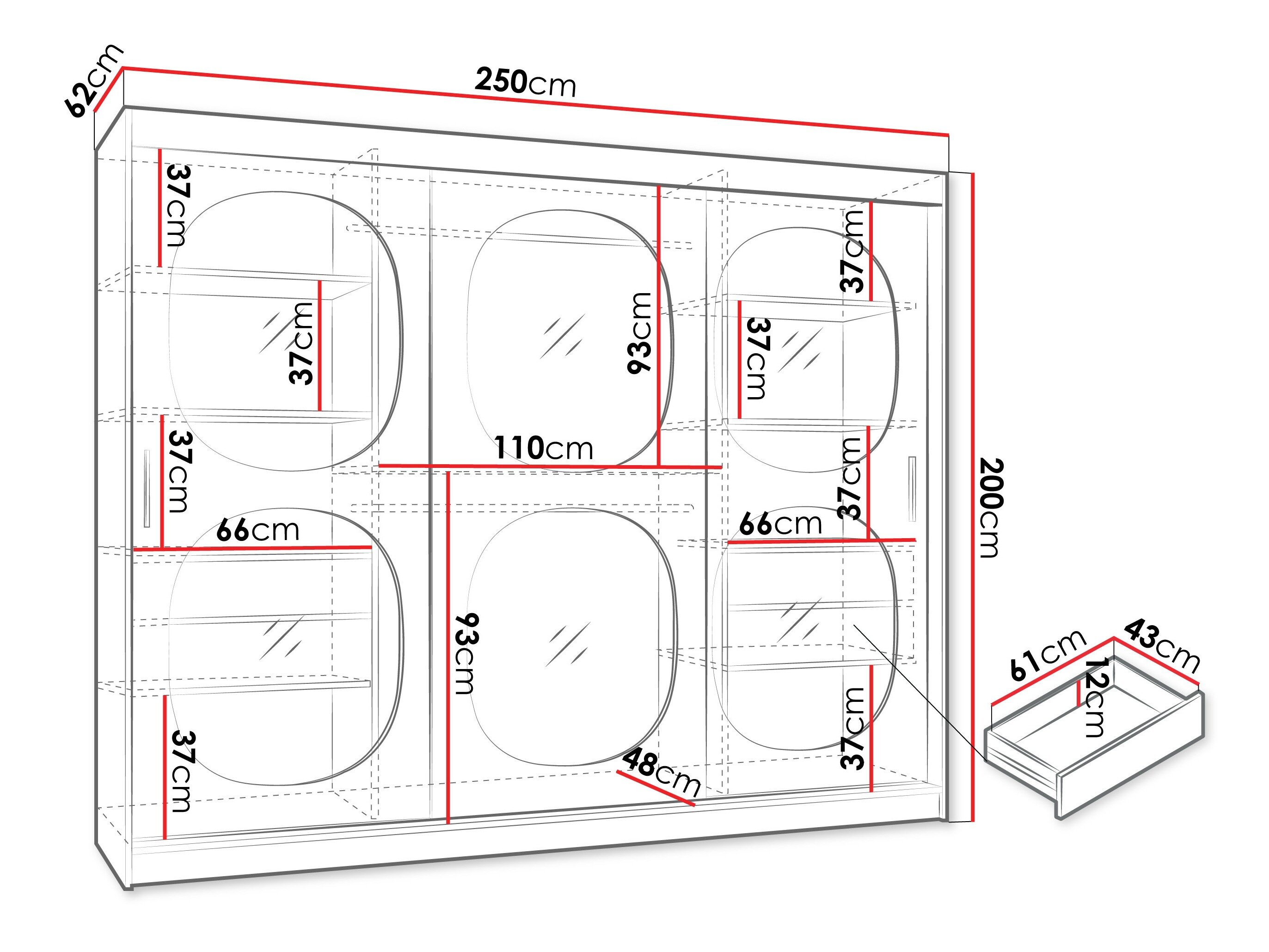 Garderobeskab Hartford 533 (Sort)