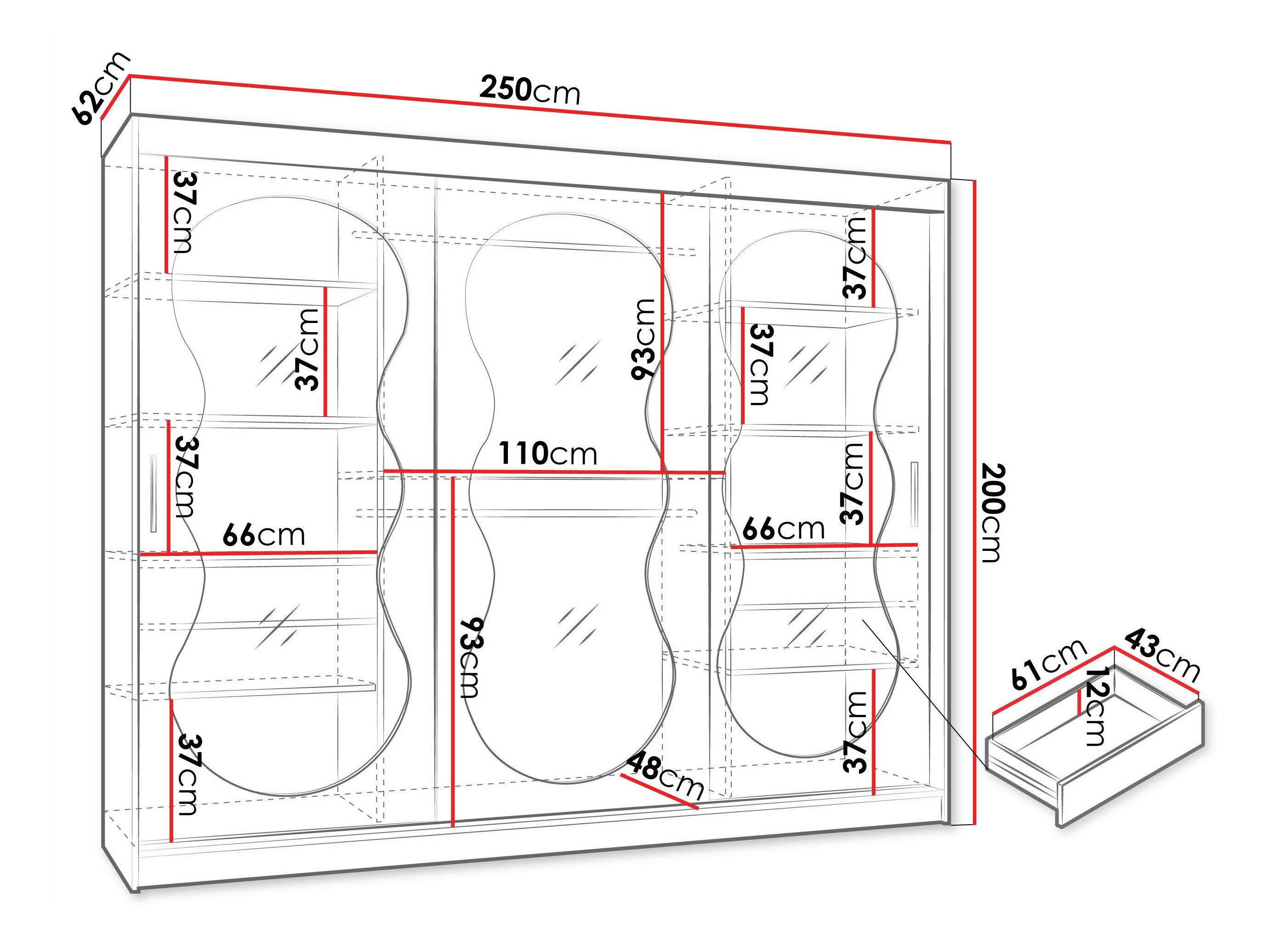 Garderobeskab Hartford 534 (Sort)