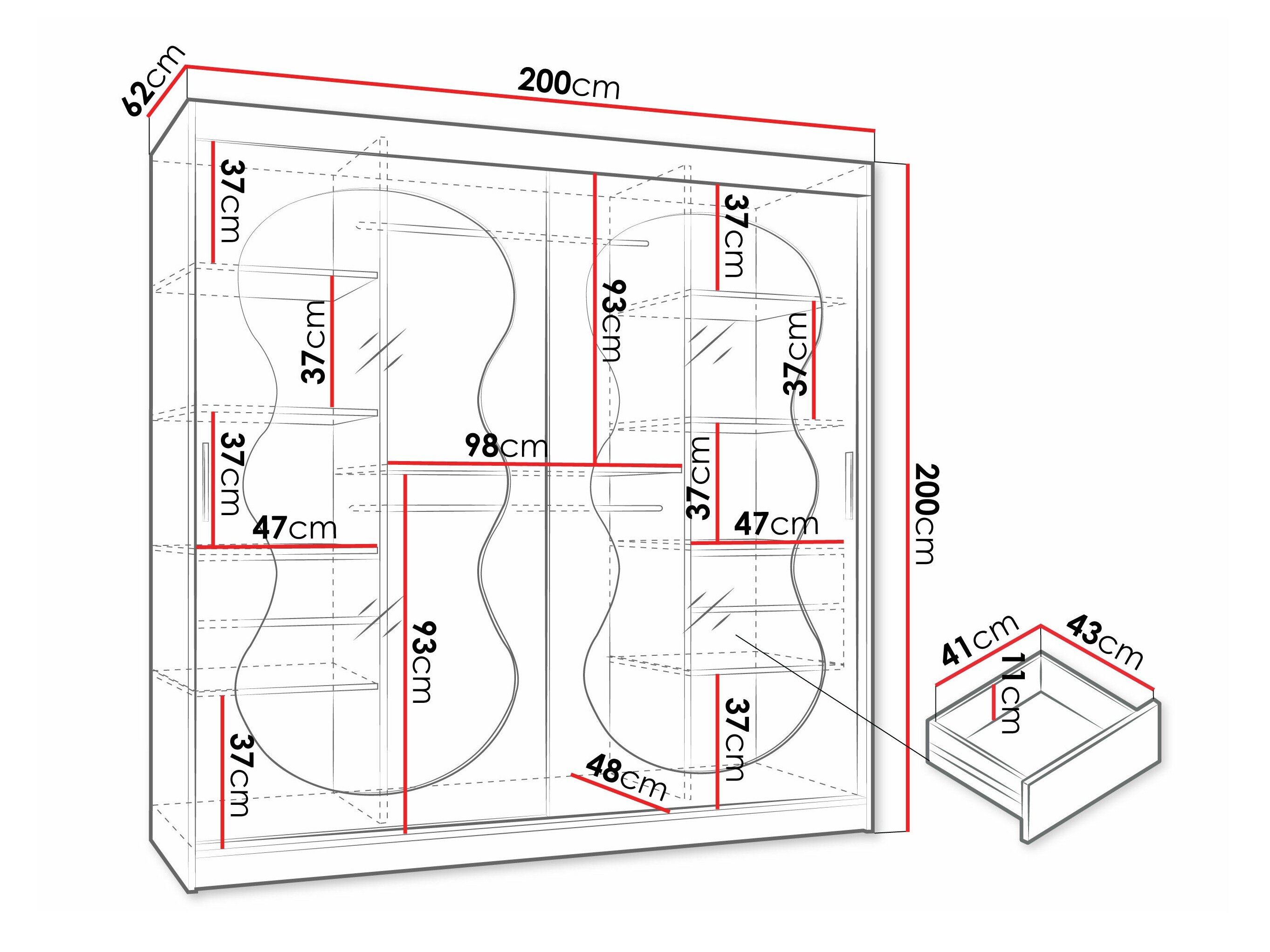 Kledingkast Hartford 532 (Zwart)