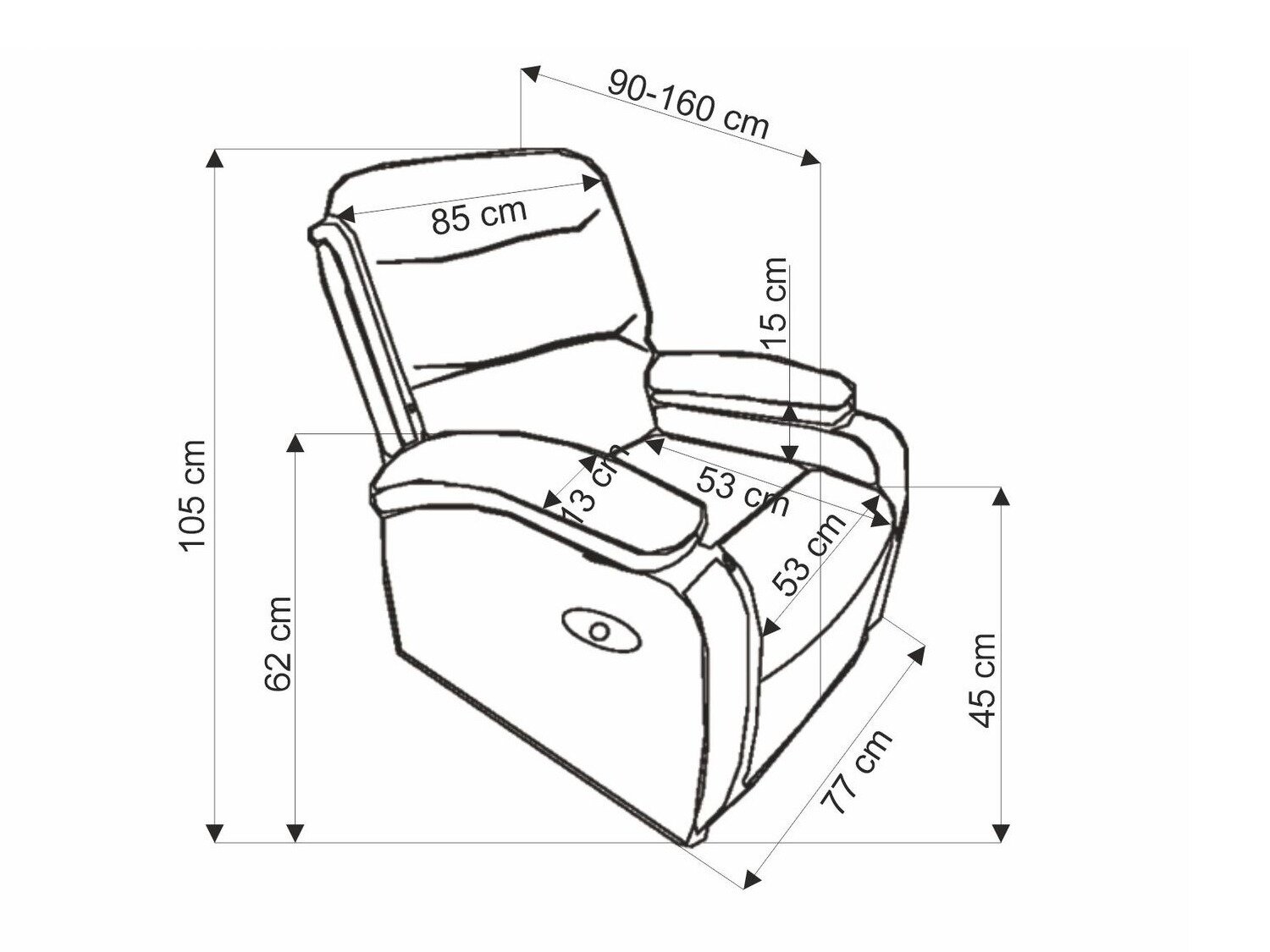 Relaxfauteuil Houston Terra (Zwart)