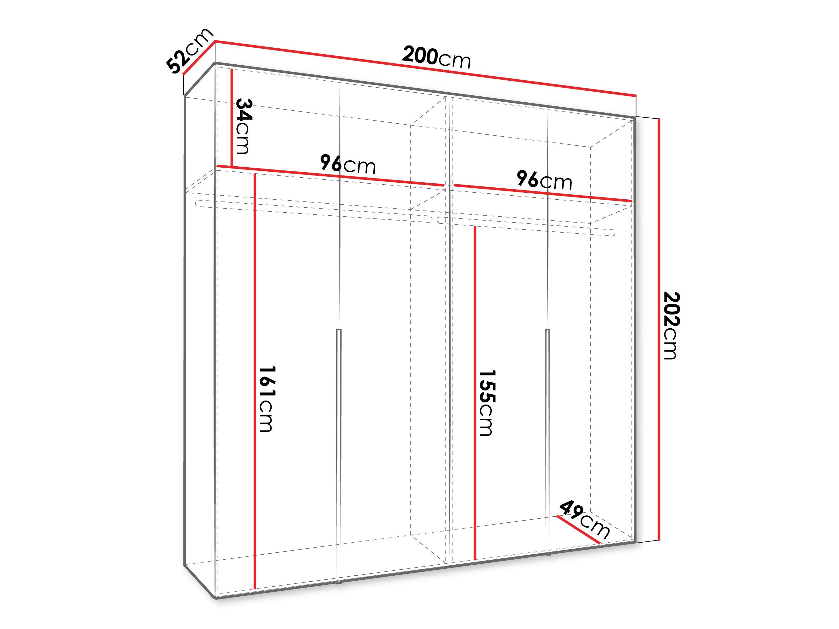 Kledingkast Hartford 537 (Zwart)