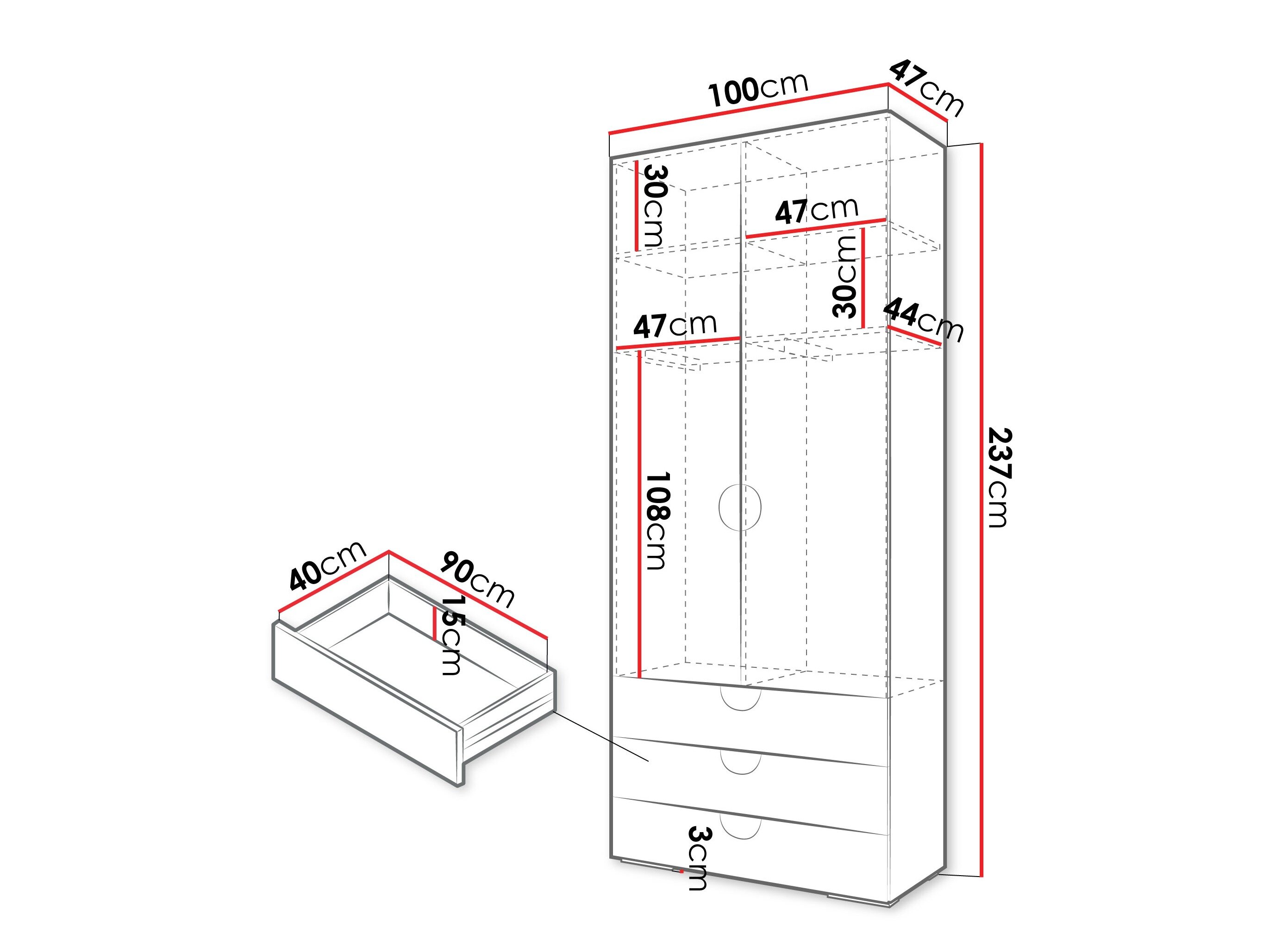 Garderobeskab Hartford 565 (Sort)