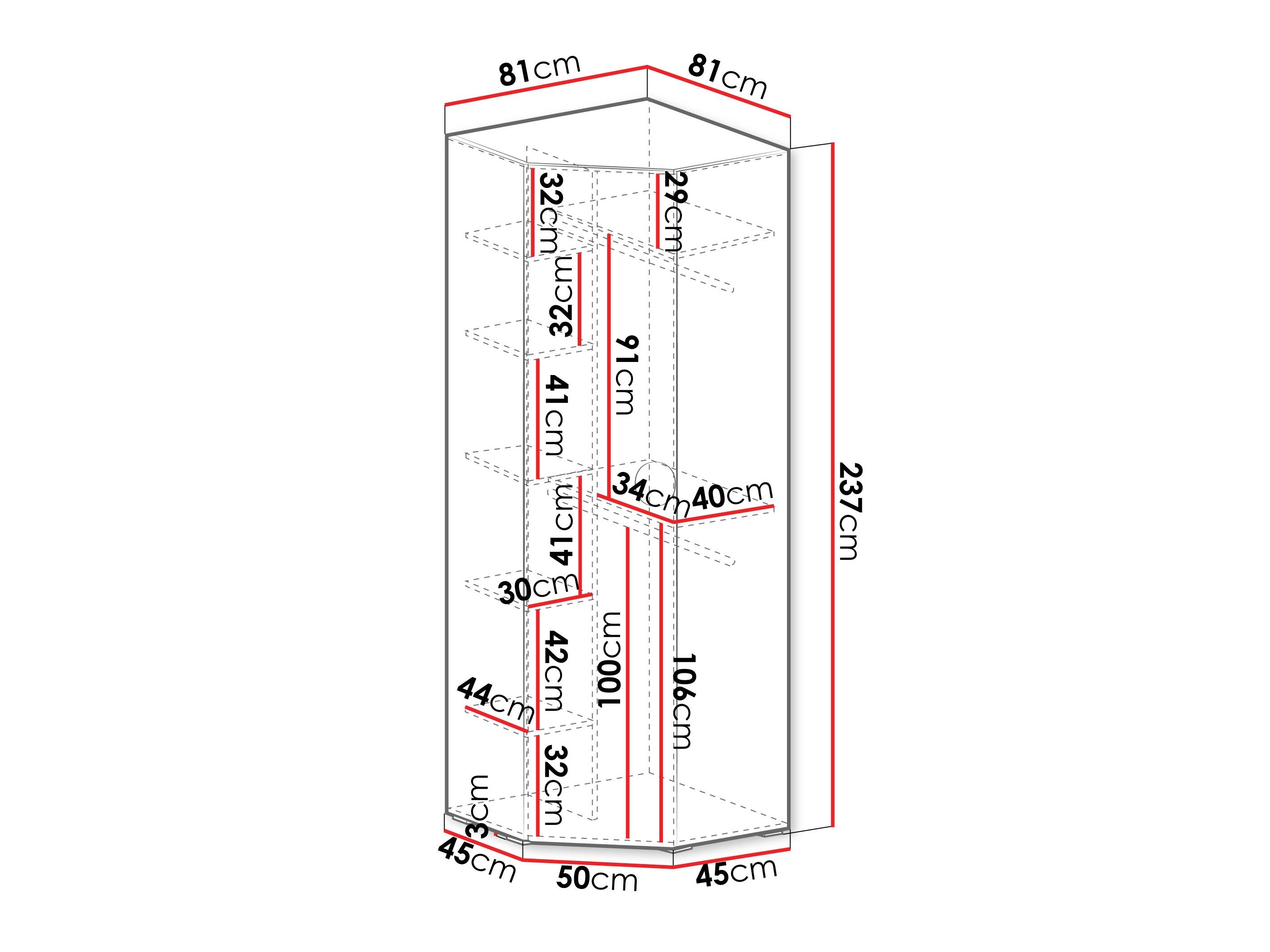 Hoekkledingkast Hartford 568 (Wit)