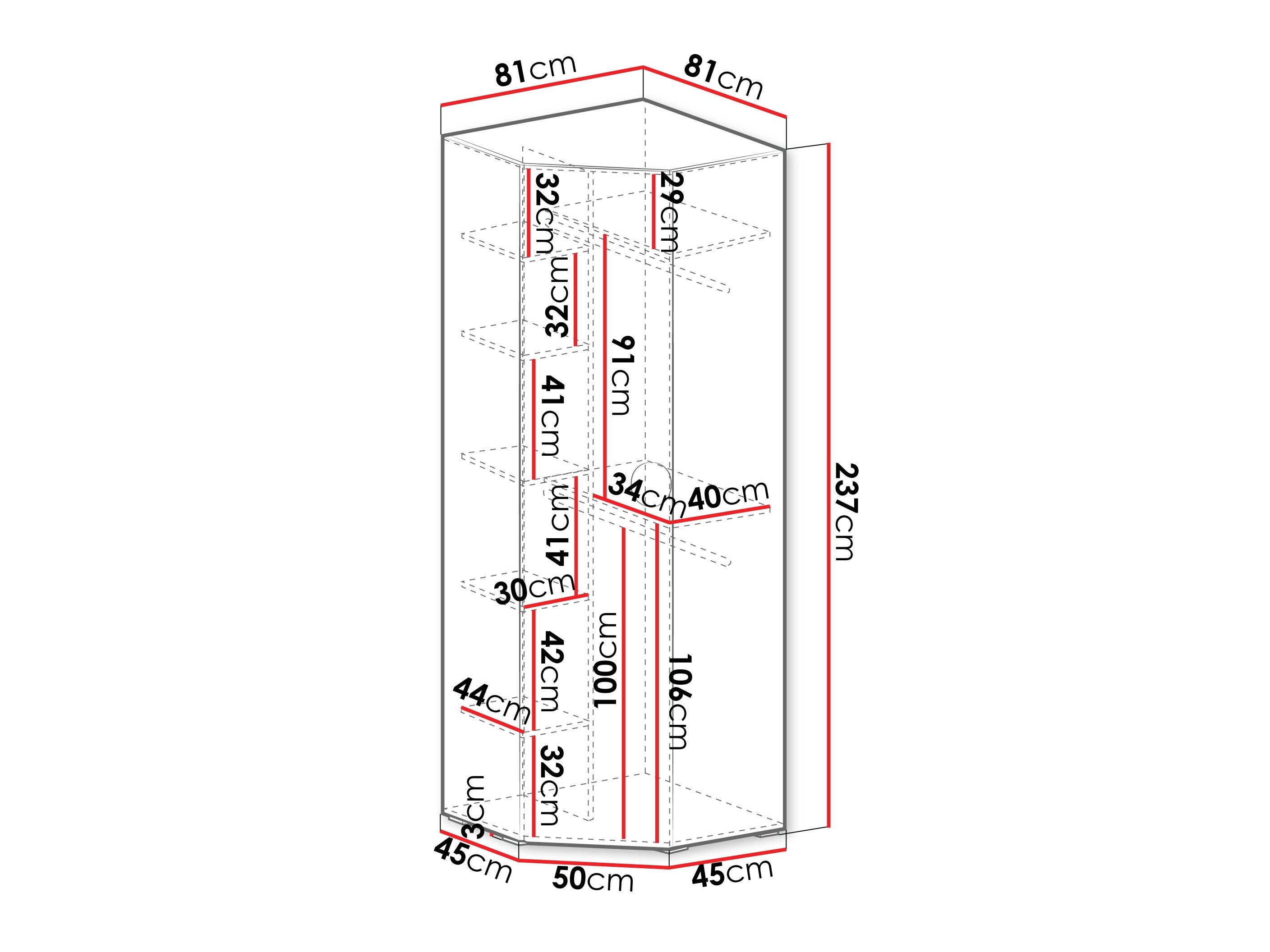 Hoekkledingkast Hartford 568 (Zwart)