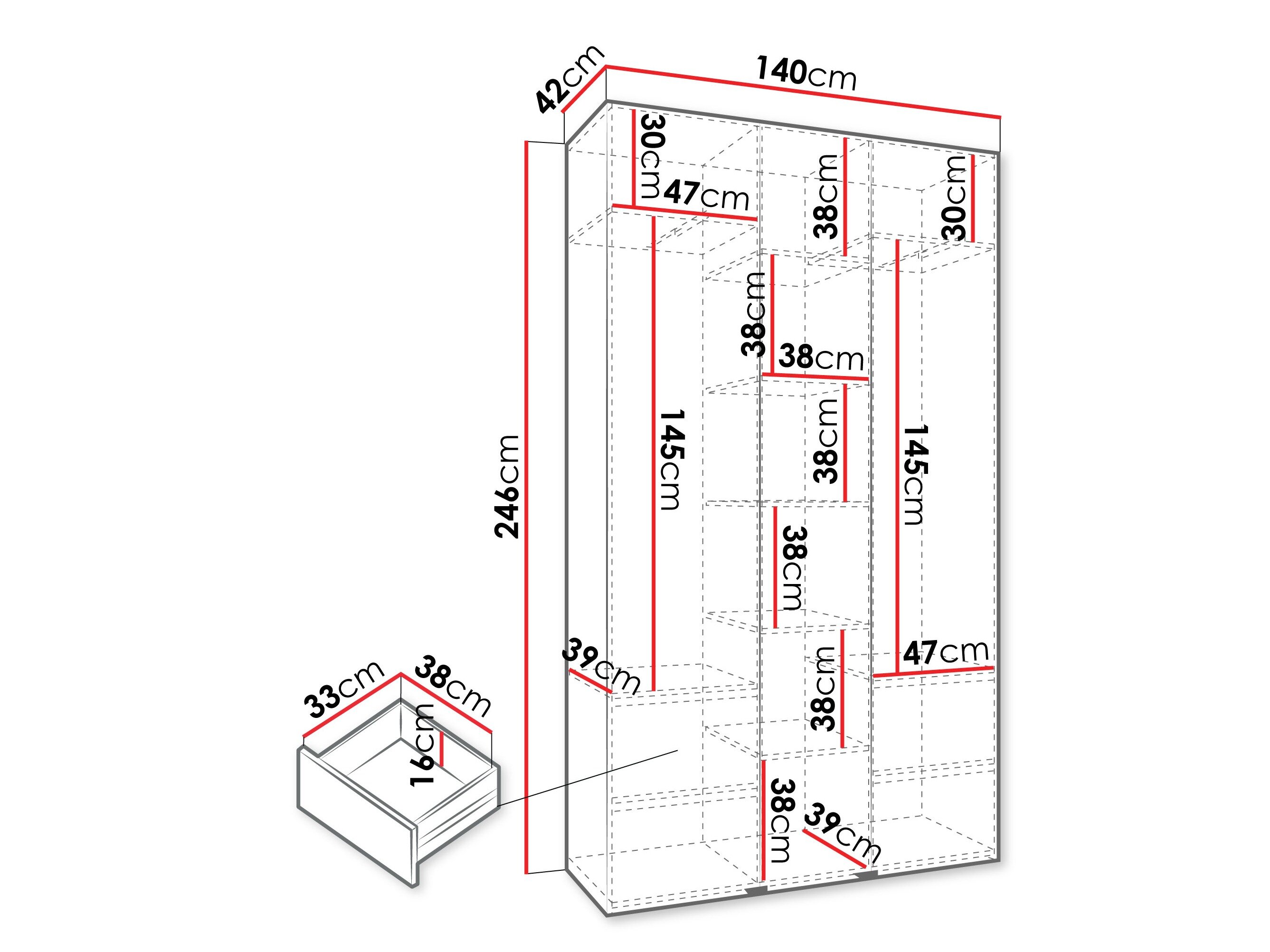 Kledingkast Hartford 571 (Wit)