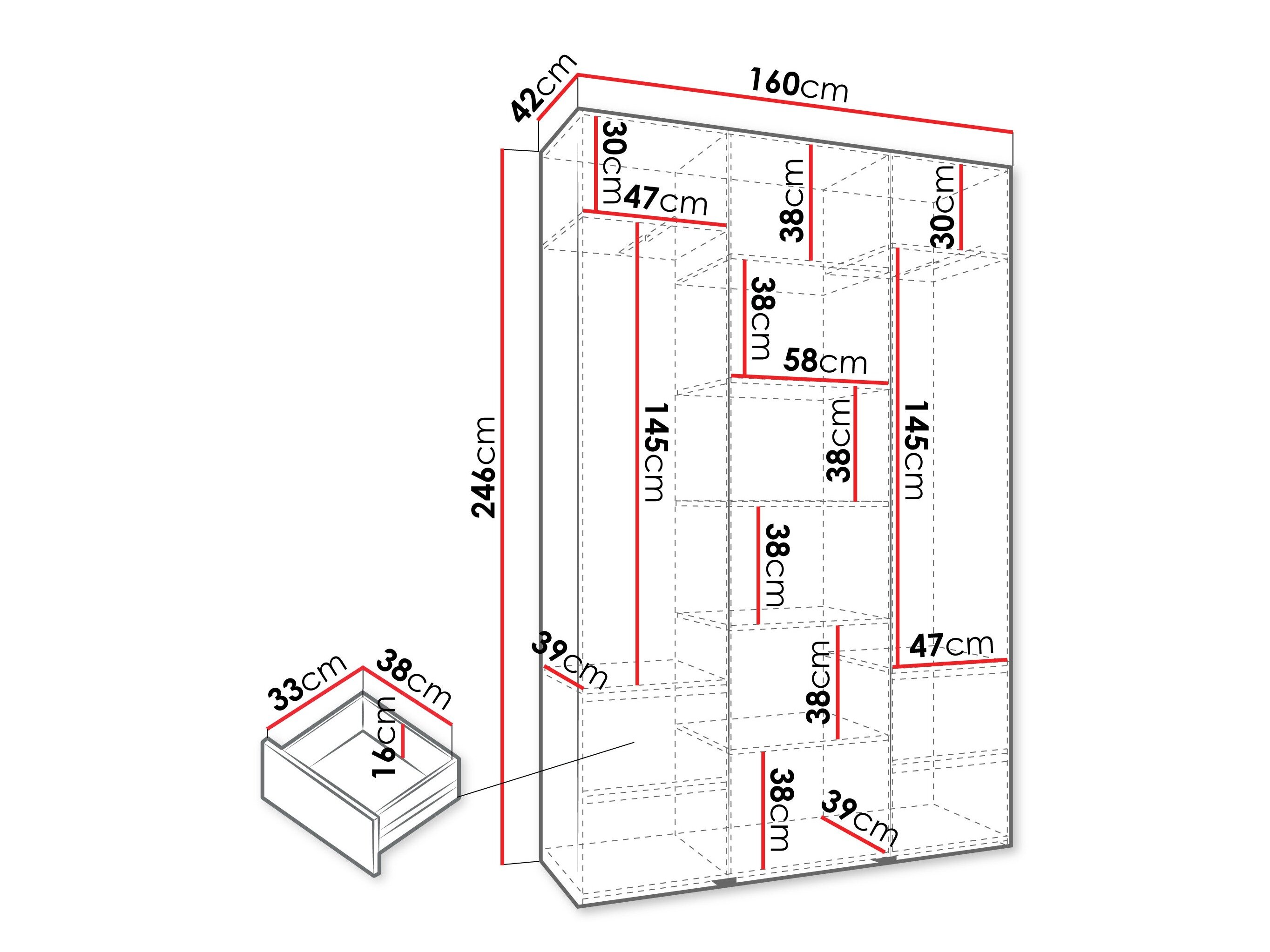 Kledingkast Hartford 571 (Wit)