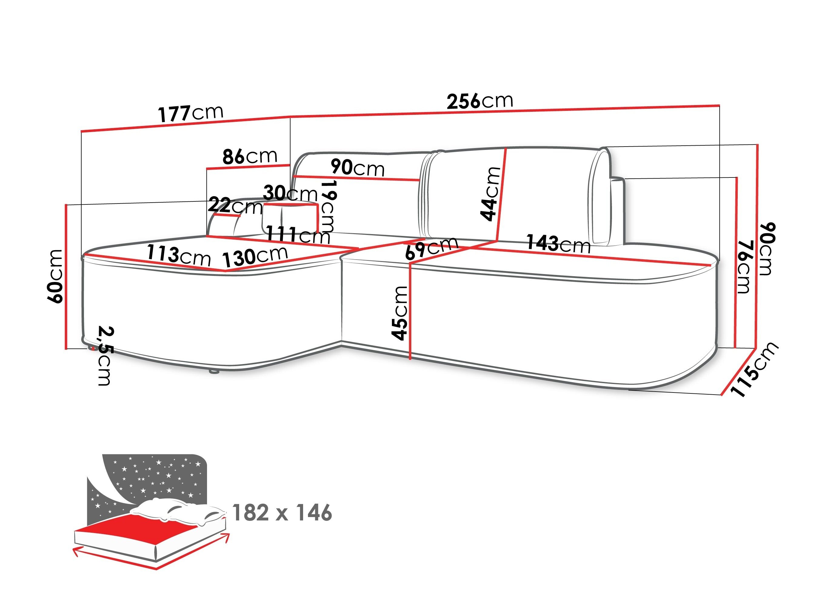 Hjørnesofa Comfivo 464 (Coral 80)