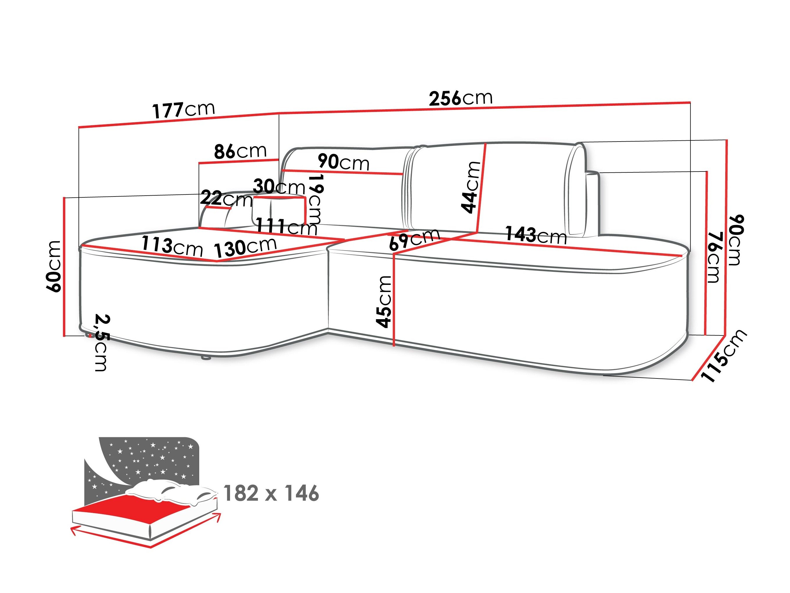 Hjørnesofa Comfivo Sensus (Coral 45)