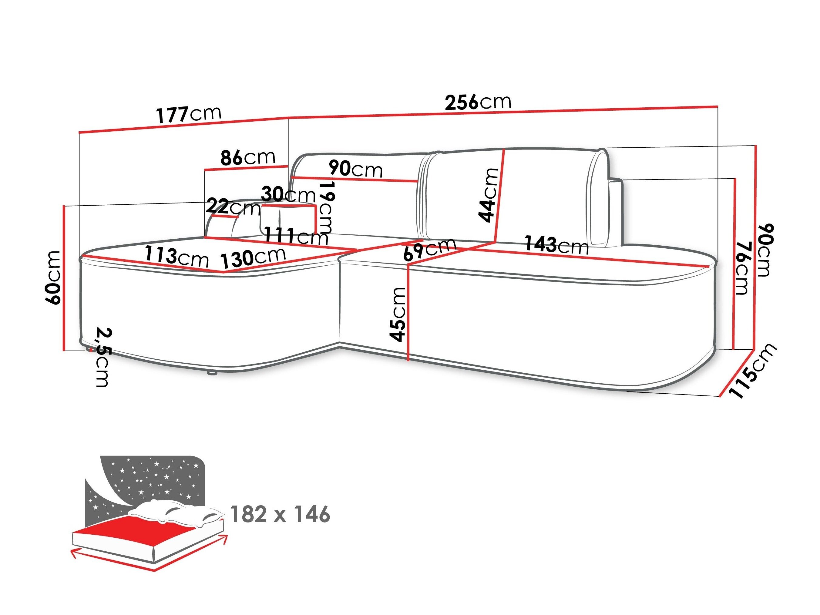 Hjørnesofa Comfivo Sensus (Coral 45)
