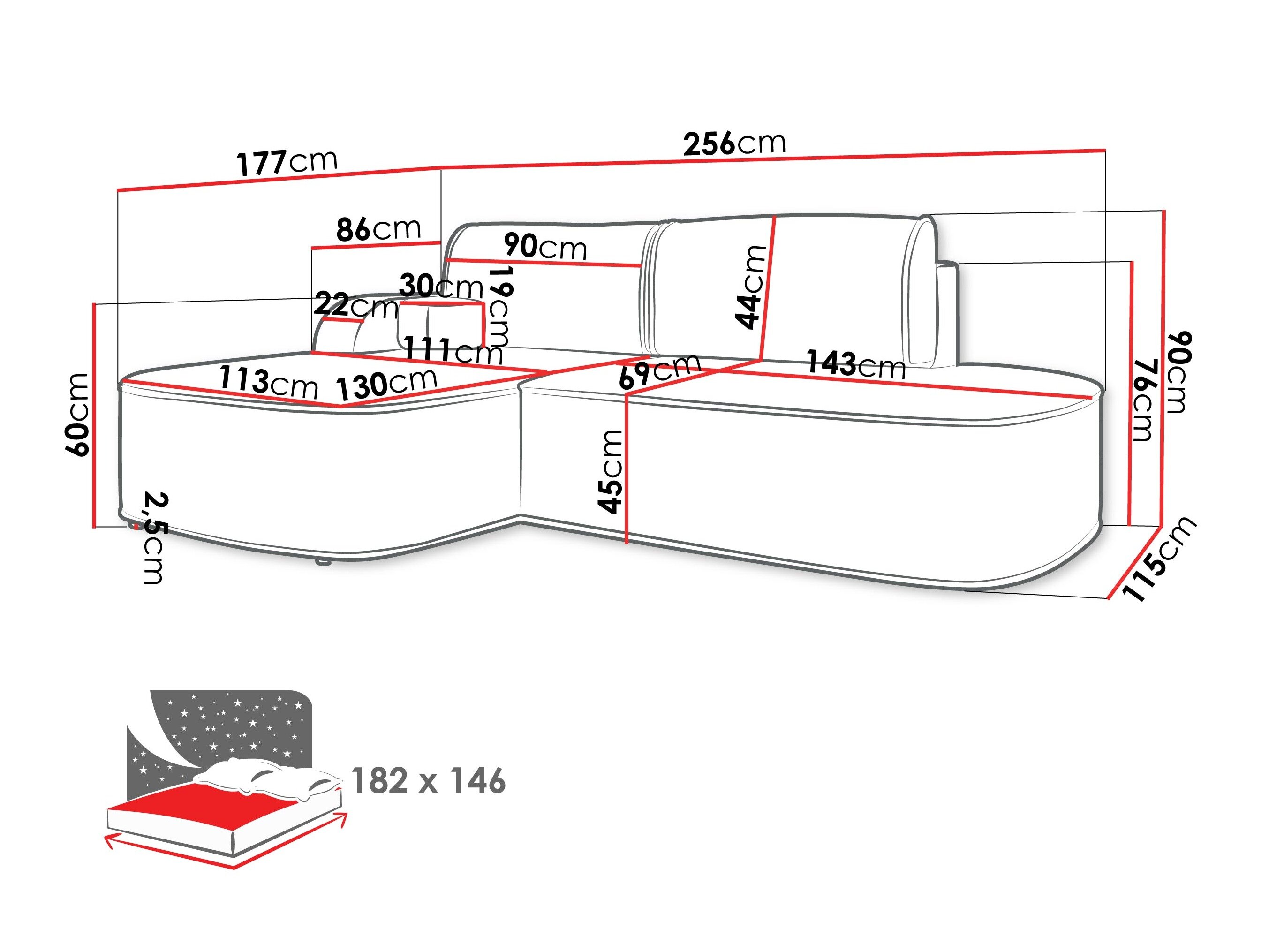 Hjørnesofa Comfivo Sensus (Coral 50)
