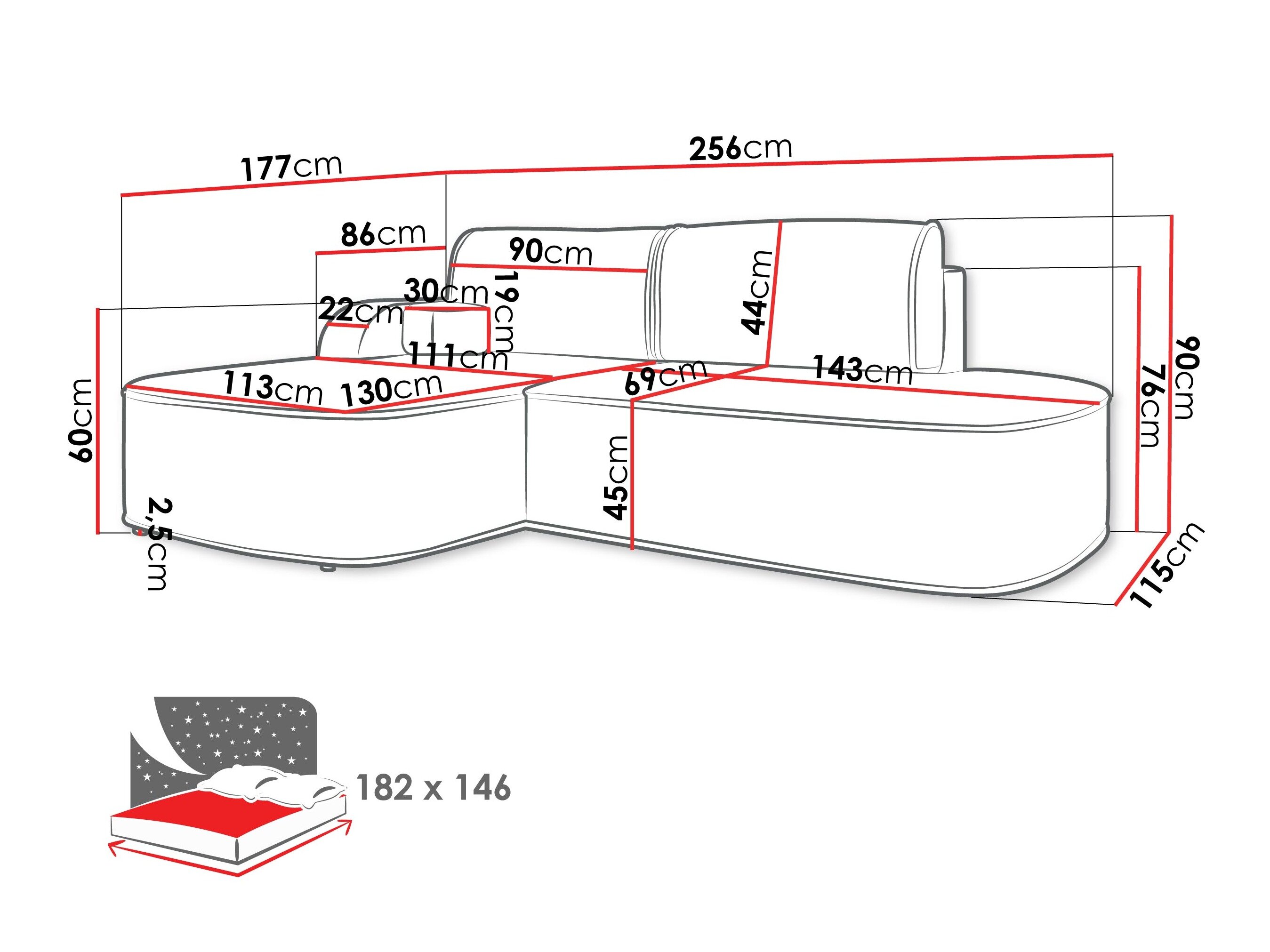 Hjørnesofa Comfivo Sensus (Coral 50)