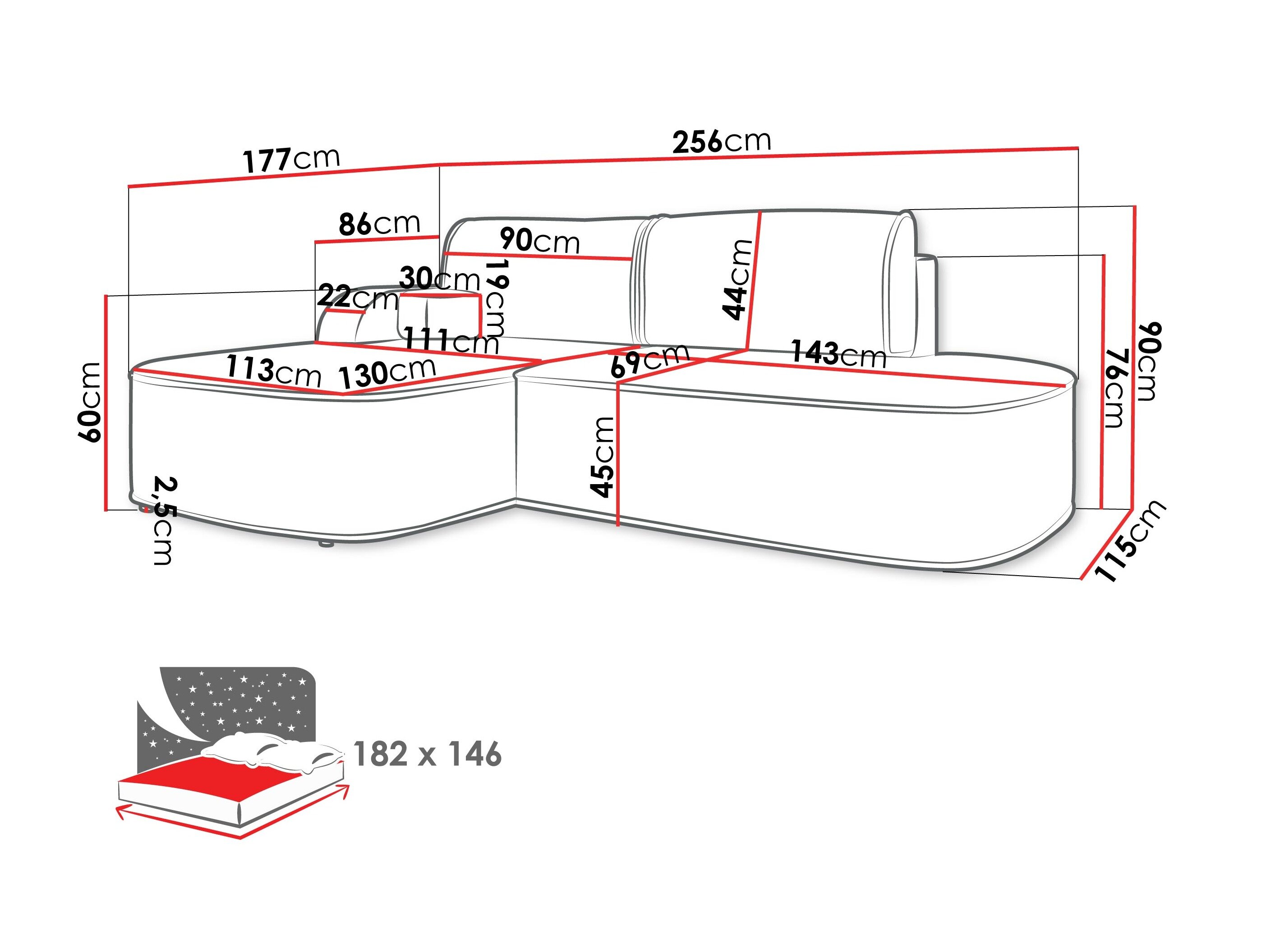 Hjørnesofa Comfivo Sensus (Coral 65)