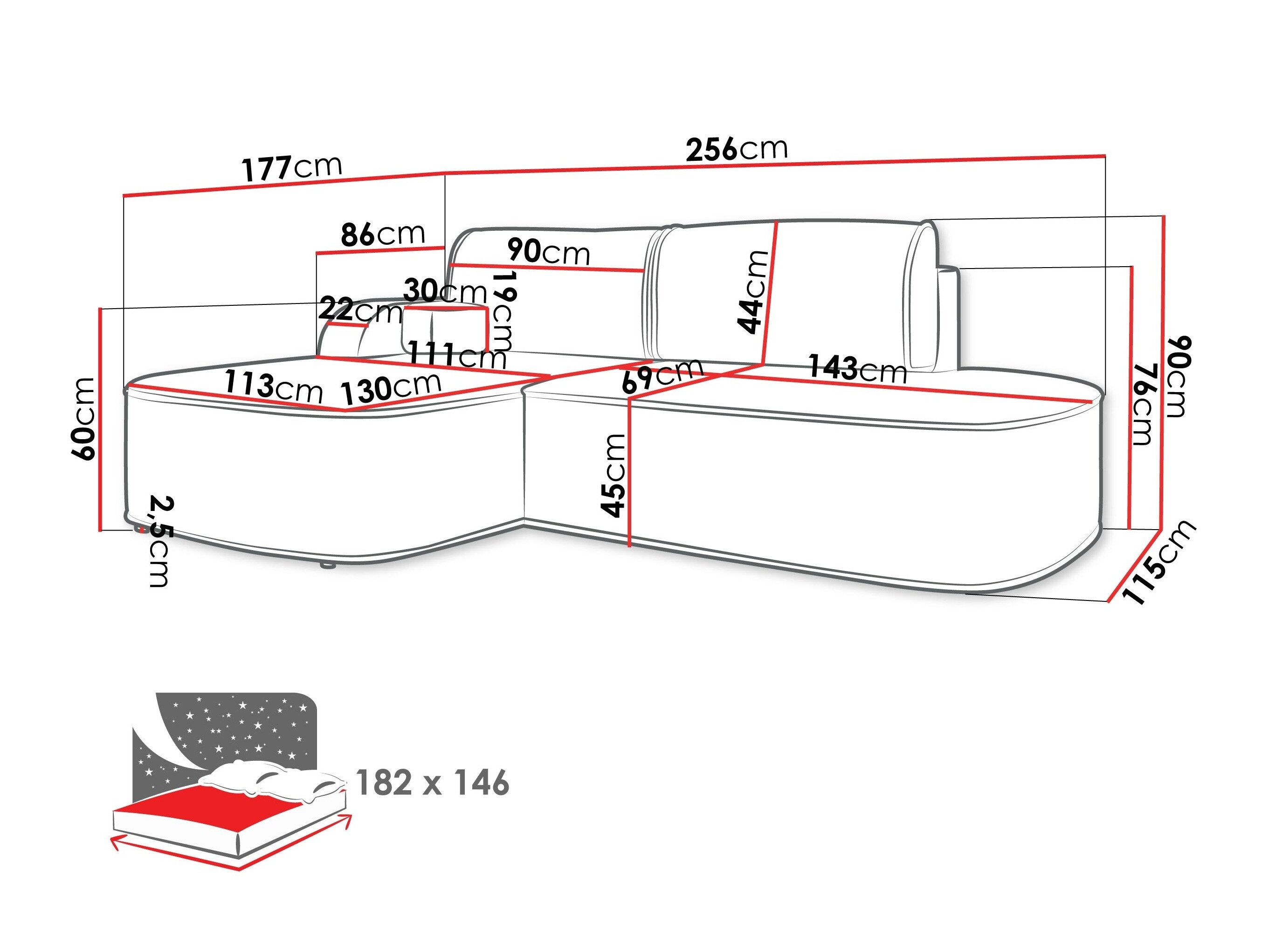 Hjørnesofa Comfivo Sensus (Coral 75)