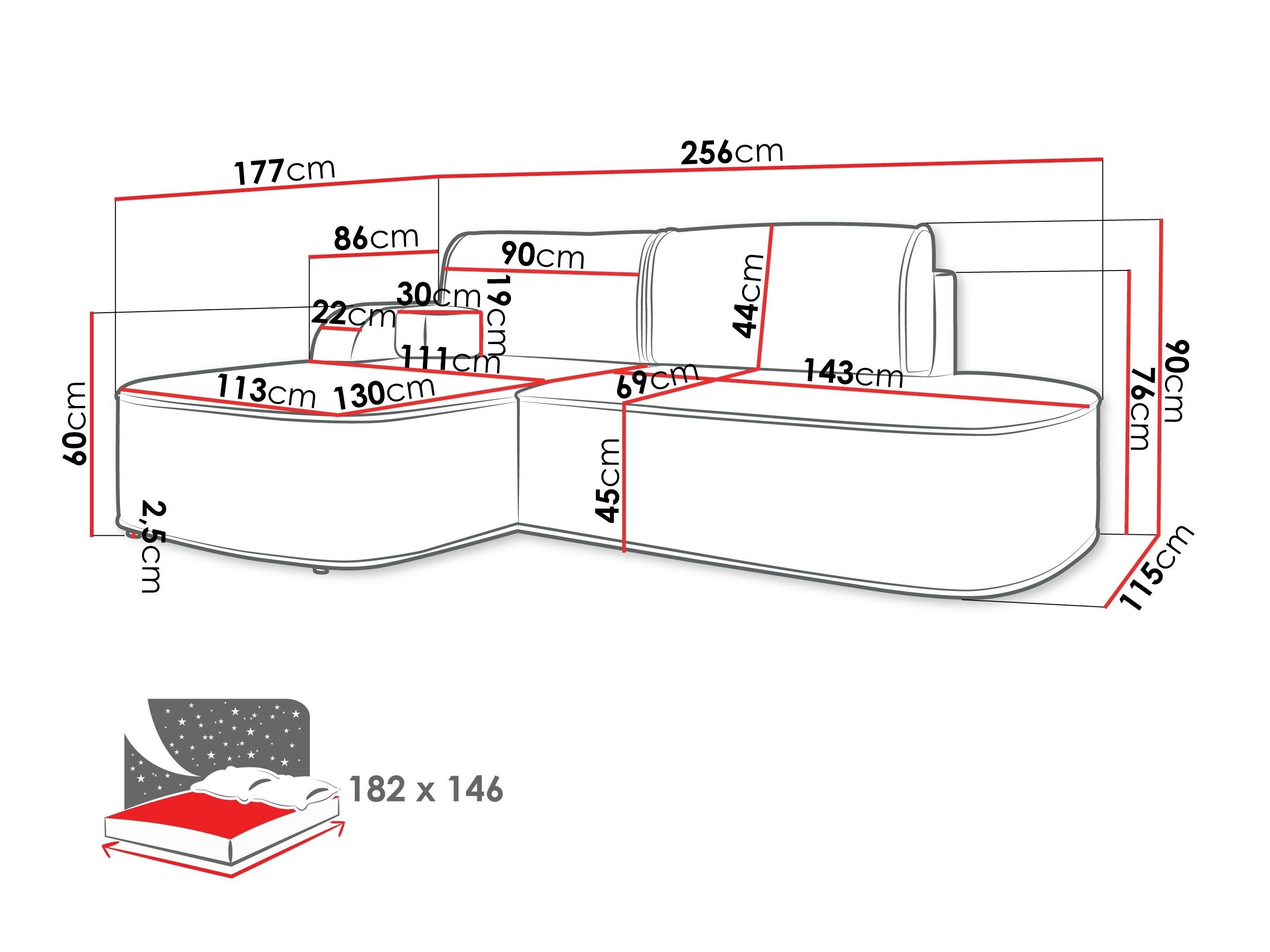 Hjørnesofa Comfivo Sensus (Coral 80)