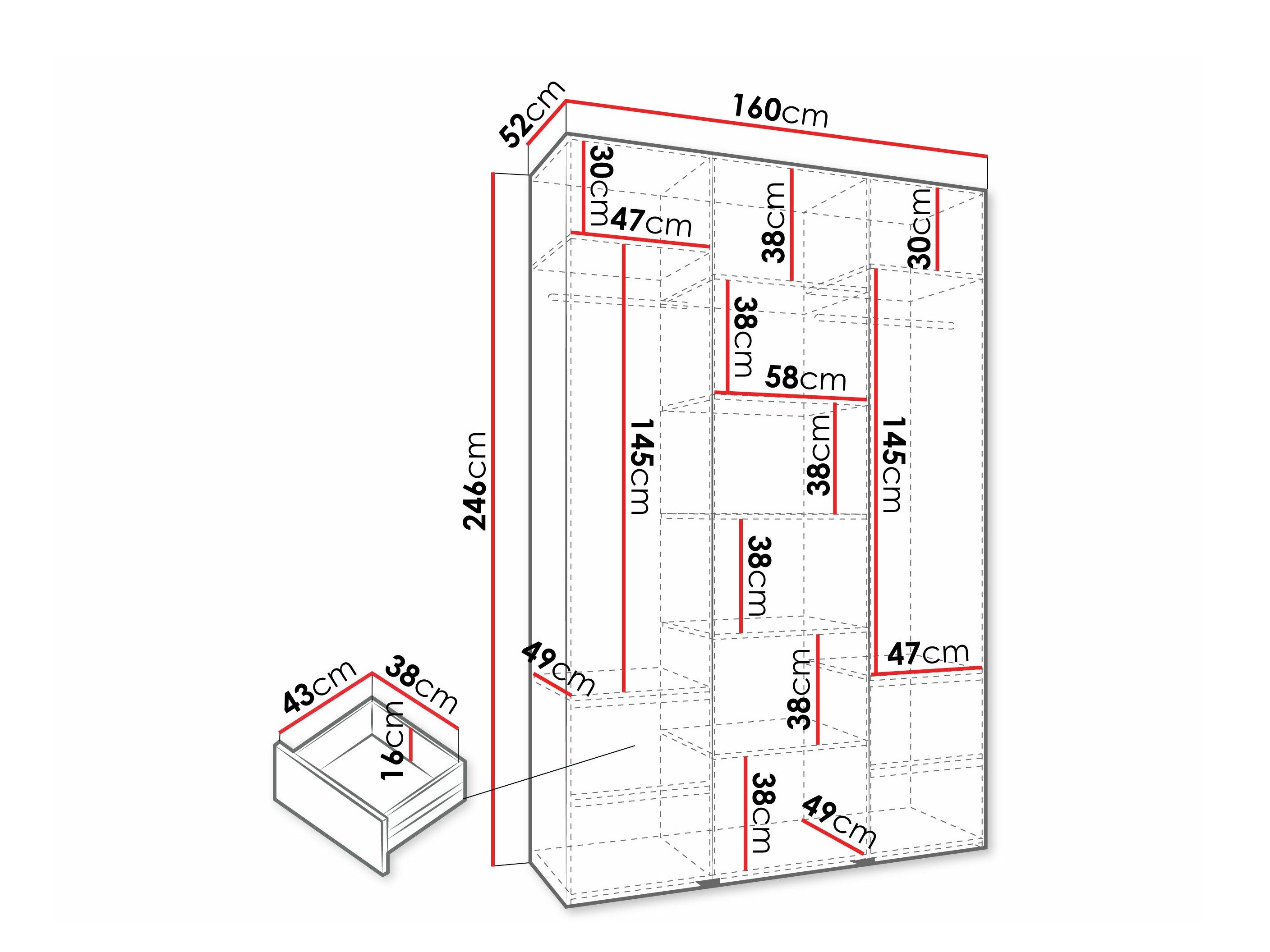 Kledingkast Hartford 573 (Wit)