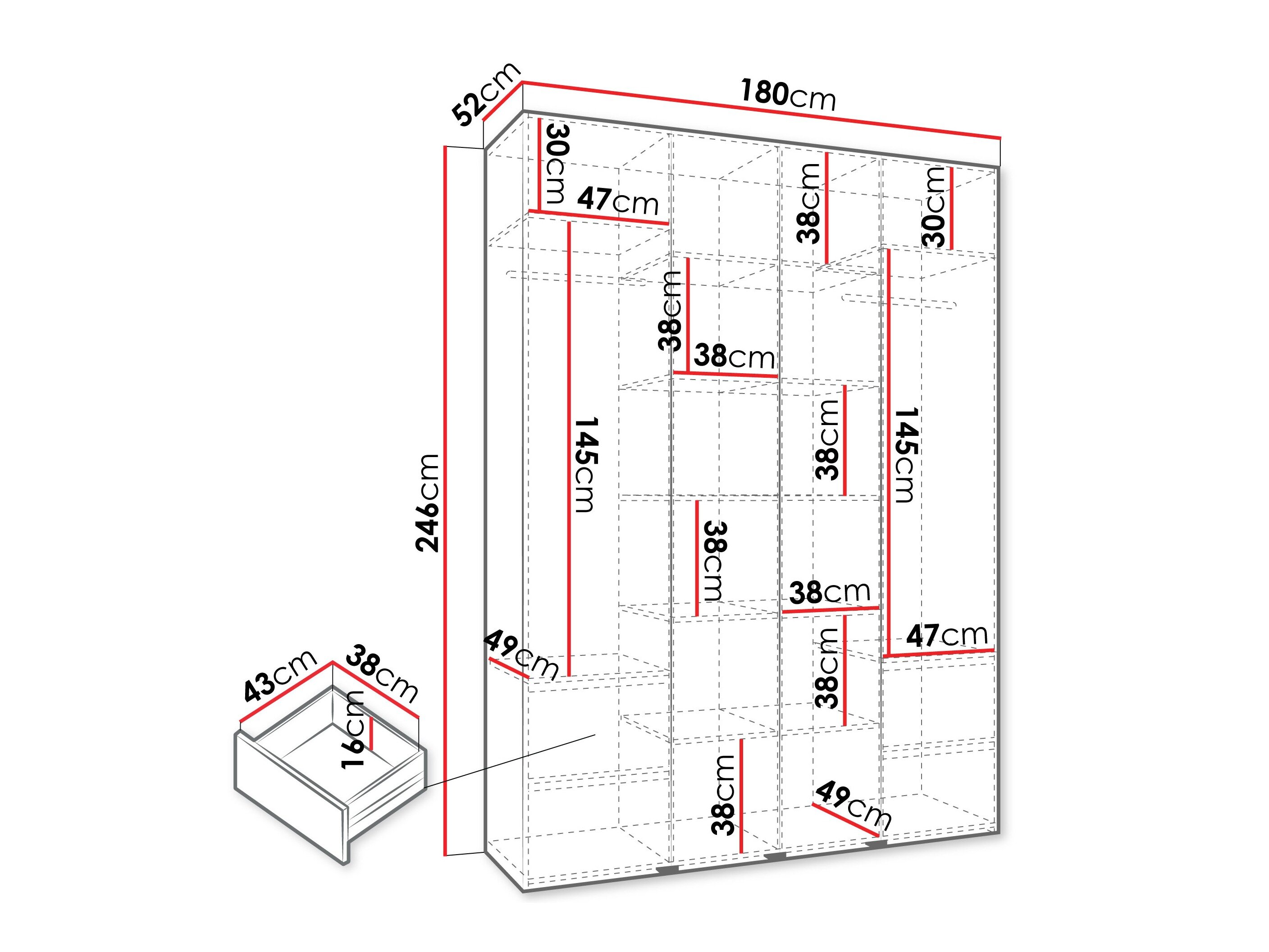 Kledingkast Hartford 574 (Wit)