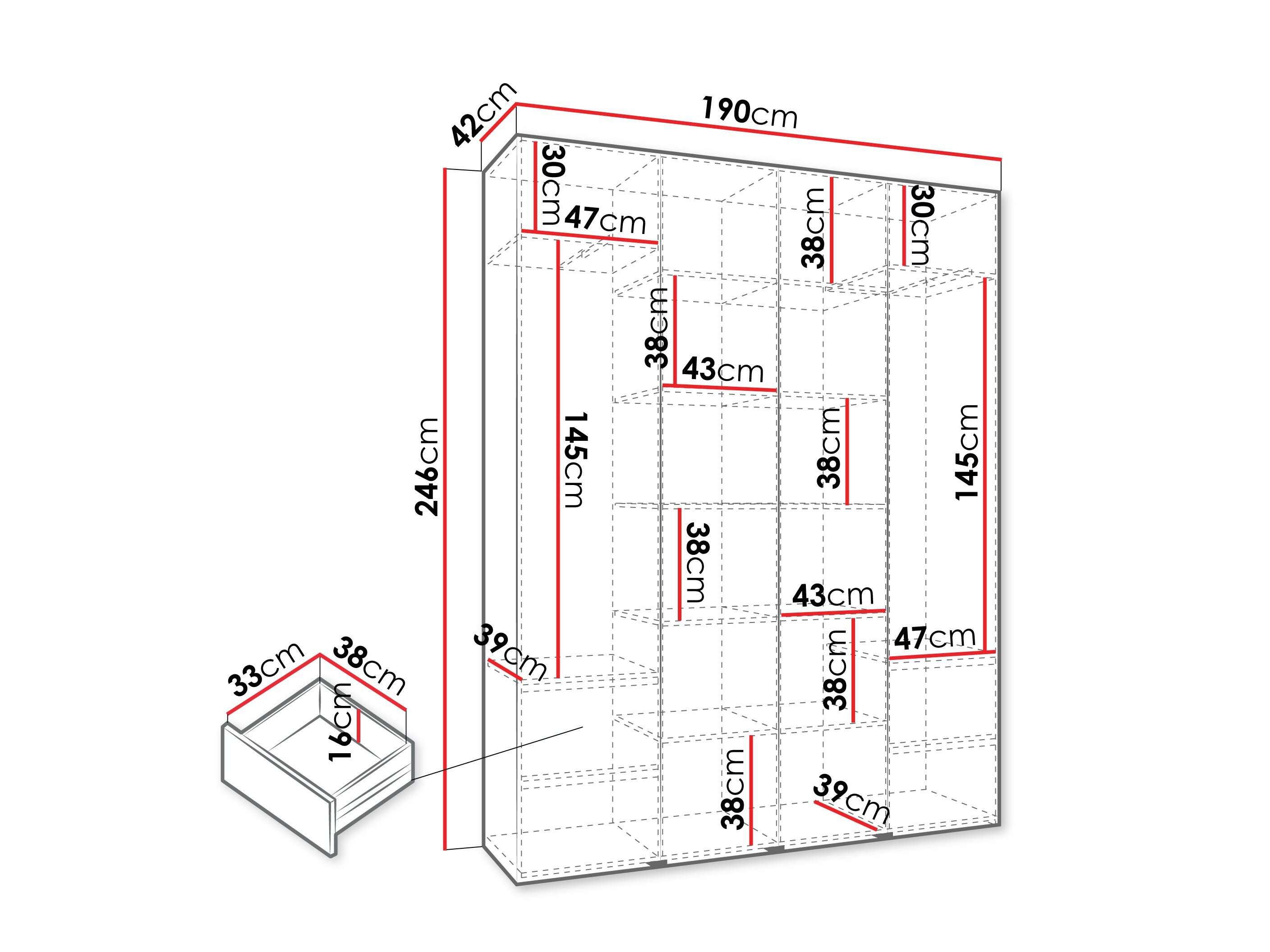 Kledingkast Hartford 574 (Wit)