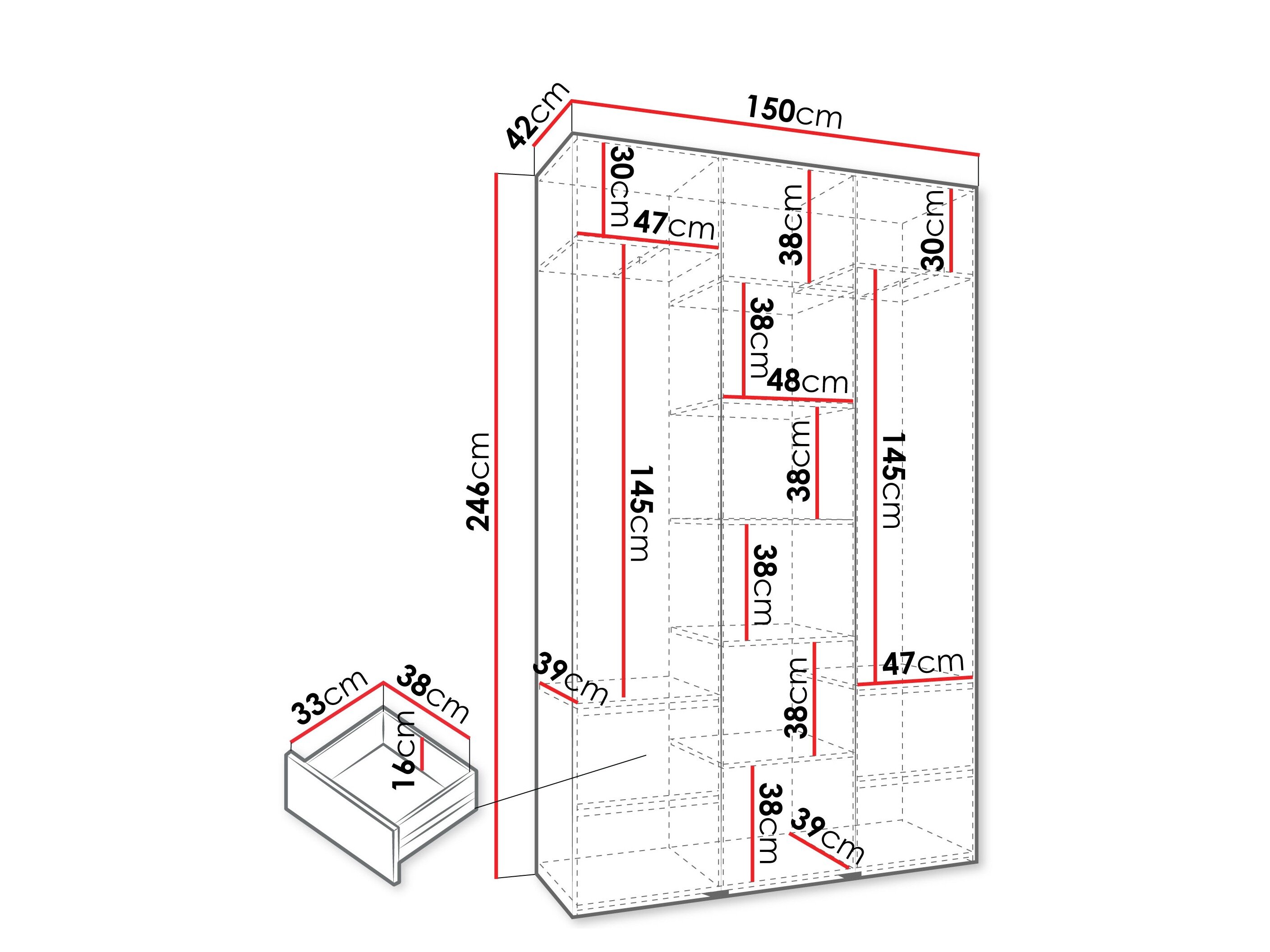 Kledingkast Hartford 544 (Wit)
