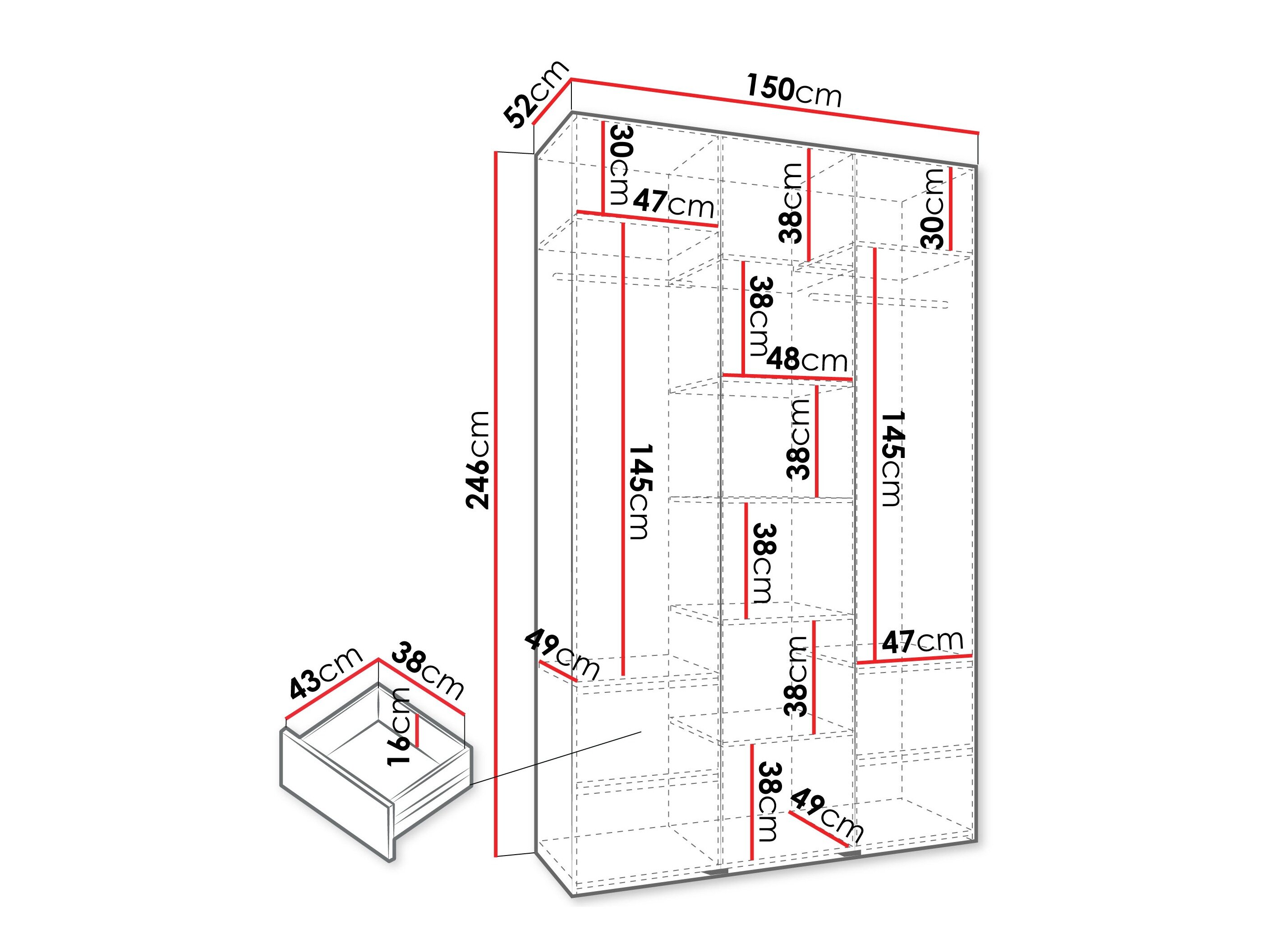 Kledingkast Hartford 544 (Wit)