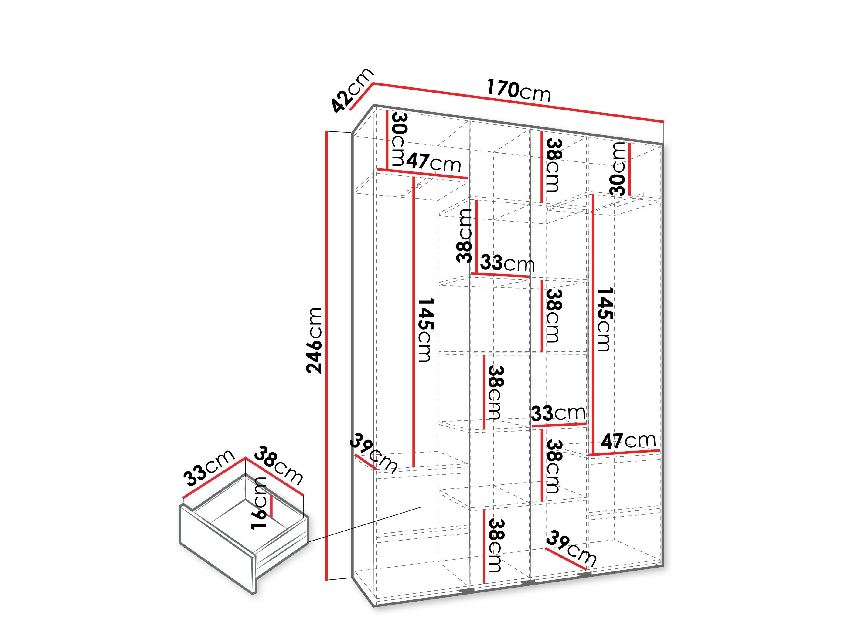 Kledingkast Hartford 554 (Wit)