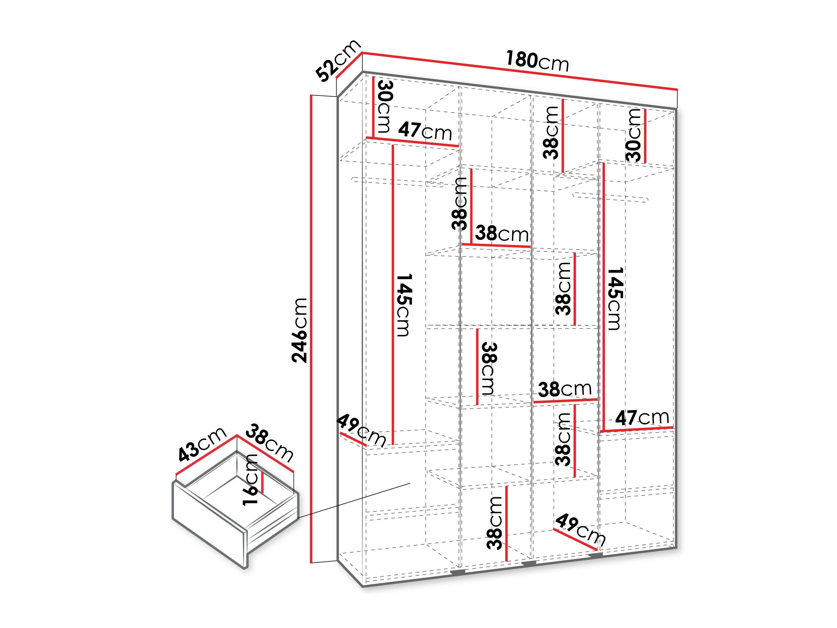 Kledingkast Hartford 554 (Wit)