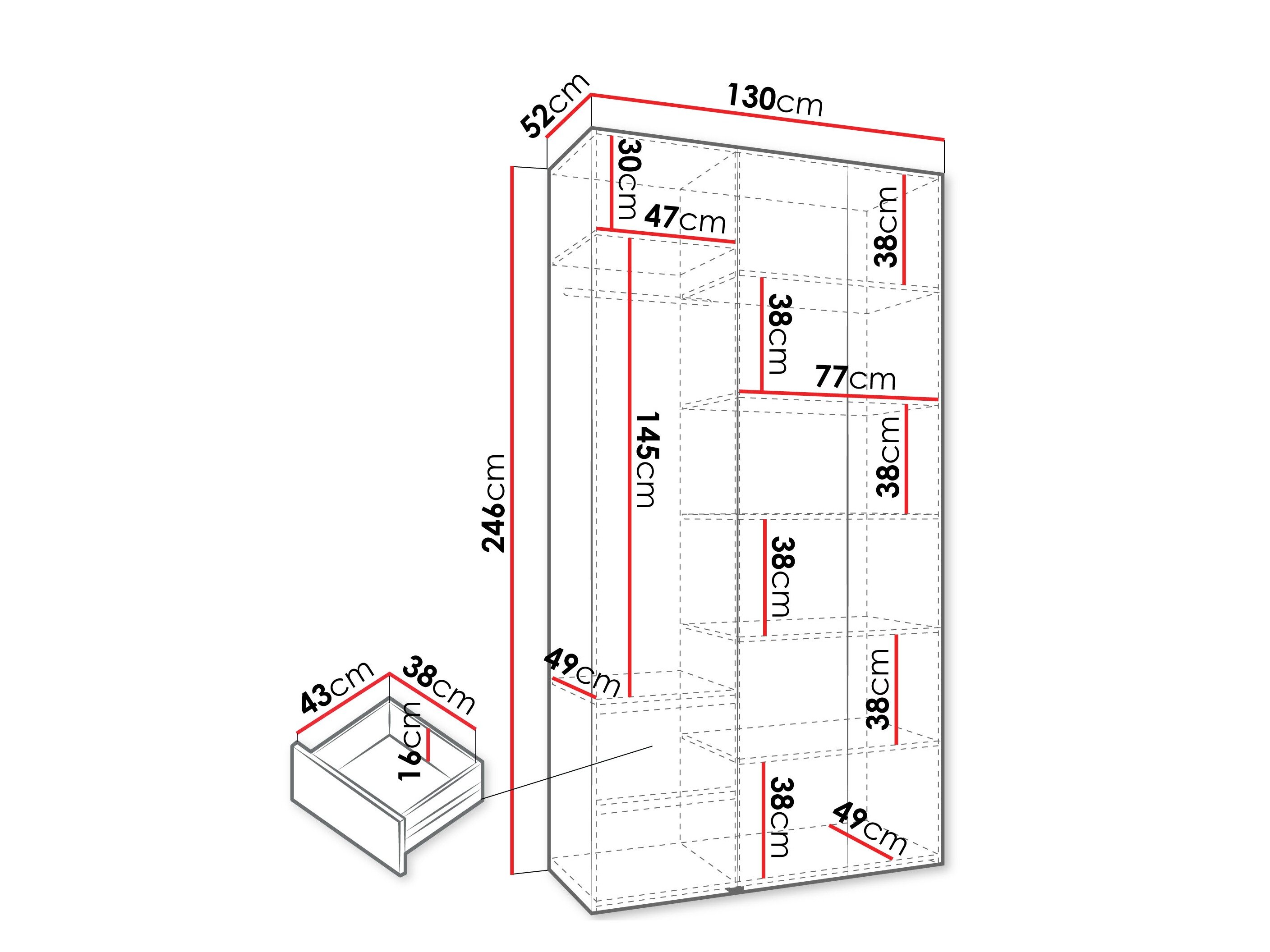 Kledingkast Hartford 563 (Wit)