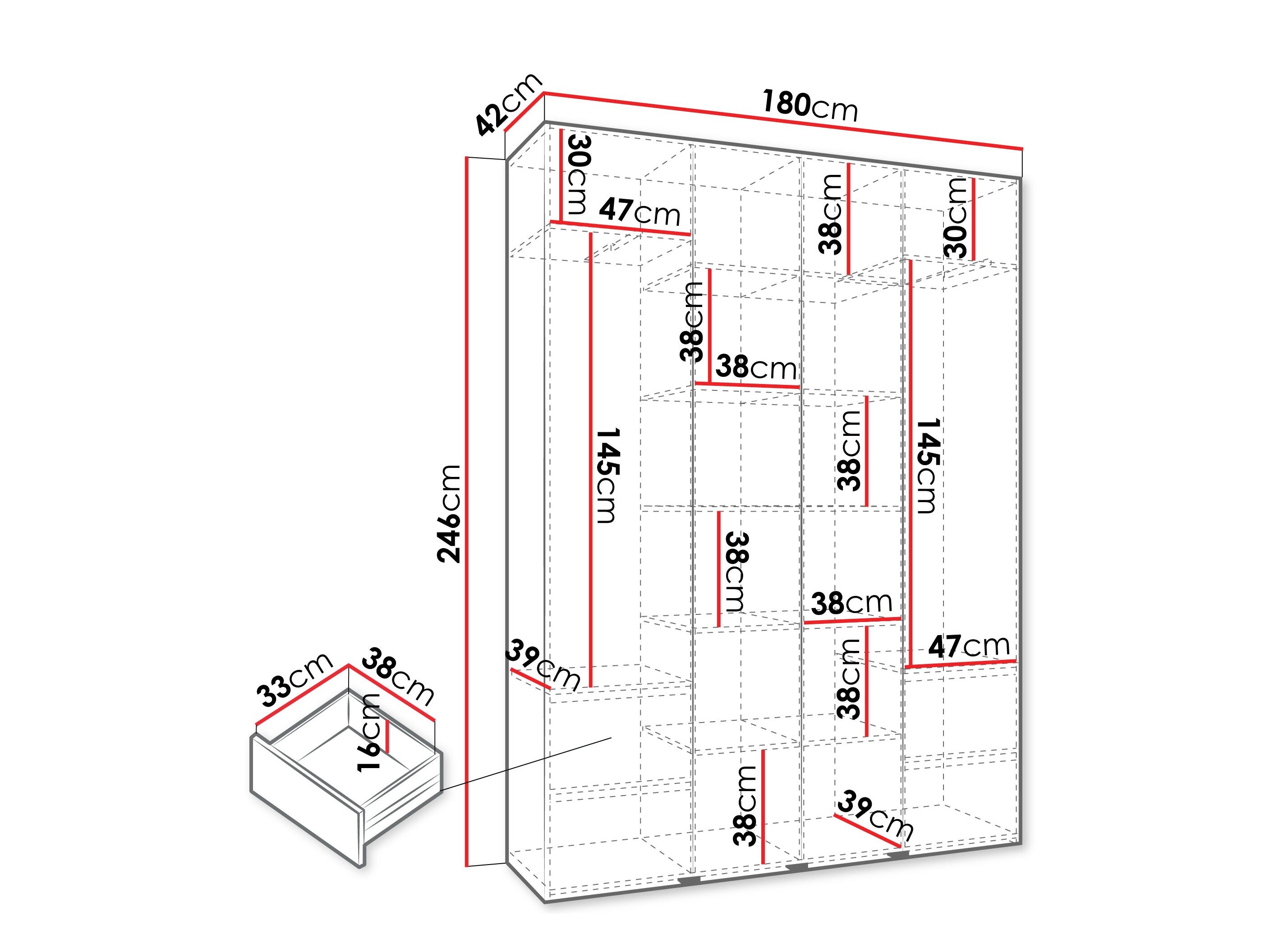 Kledingkast Hartford 564 (Wit)