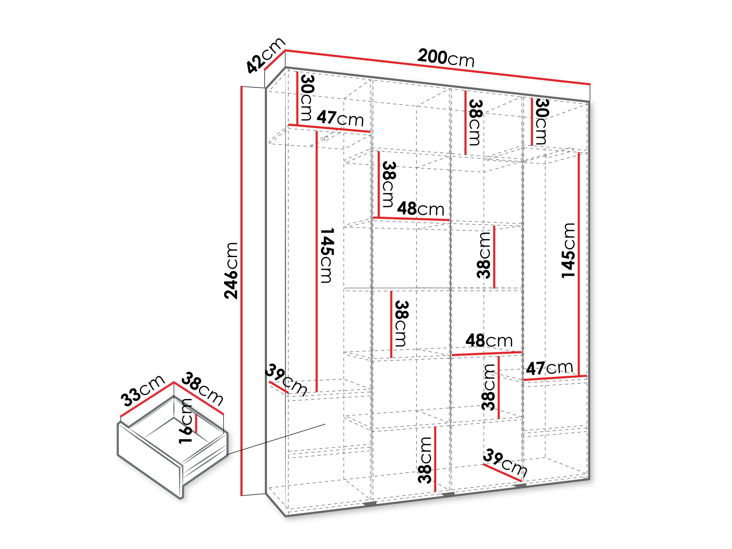 Kledingkast Hartford 564 (Wit)