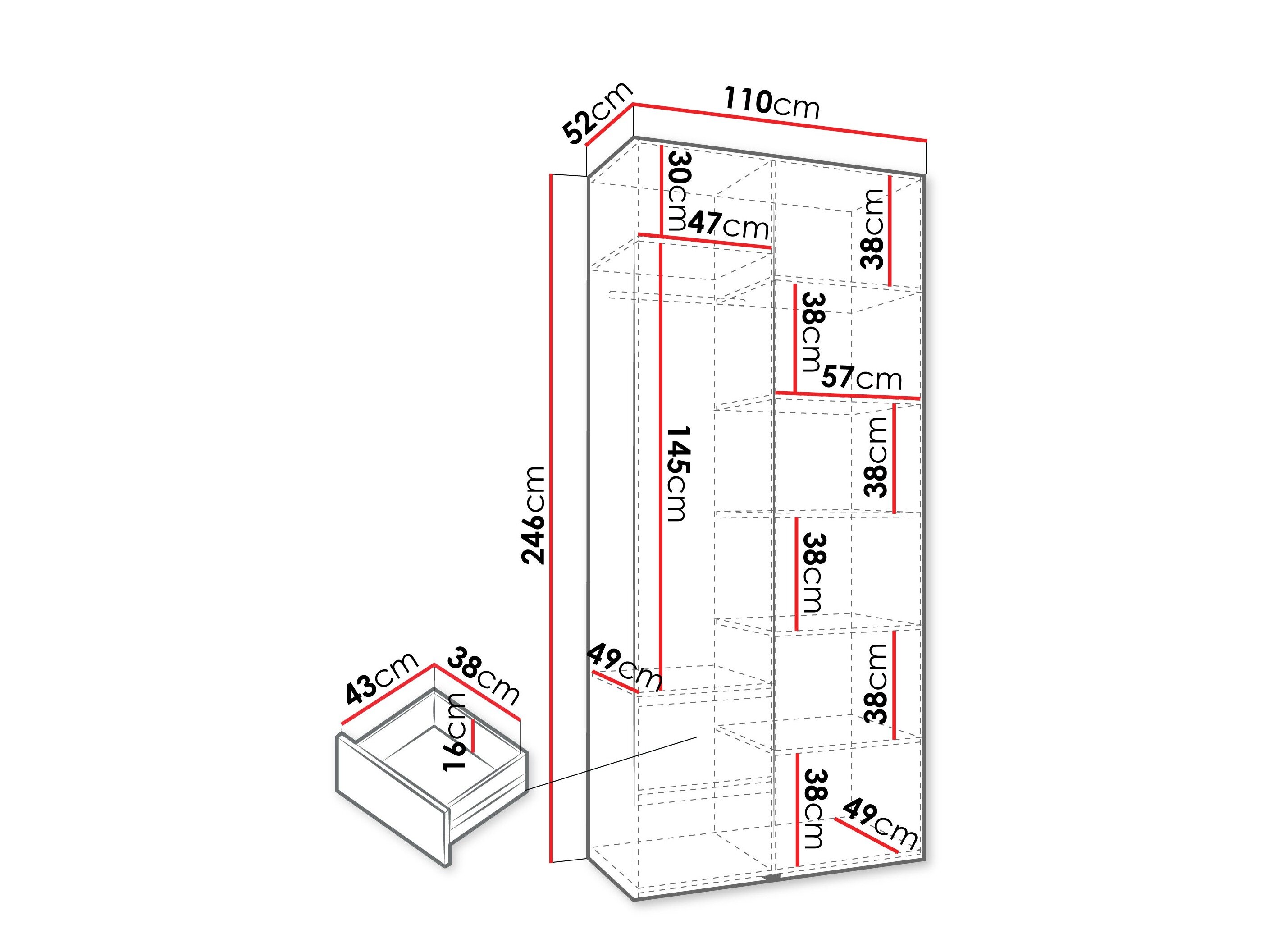 Kledingkast Hartford 569 (Wit)