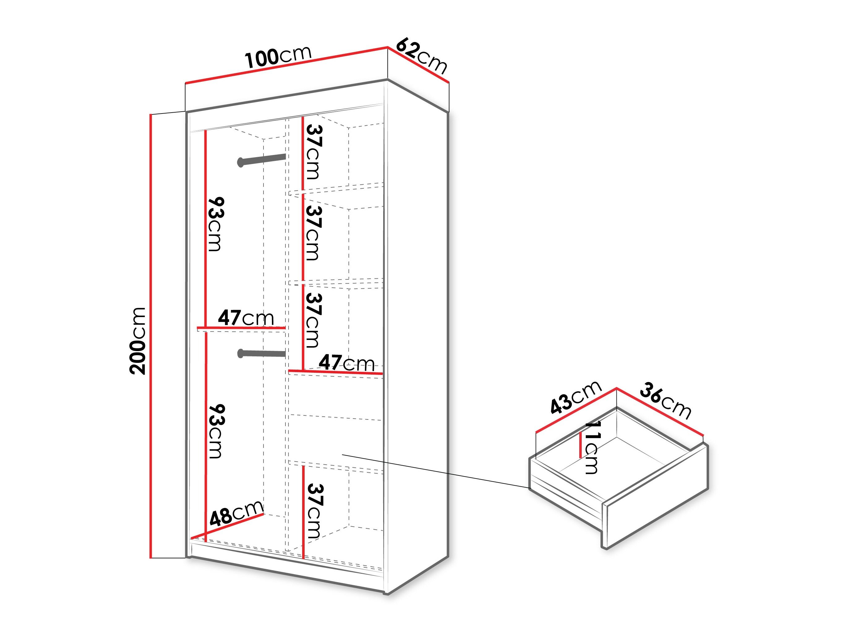 Garderobeskab Hartford 578 (Sort)