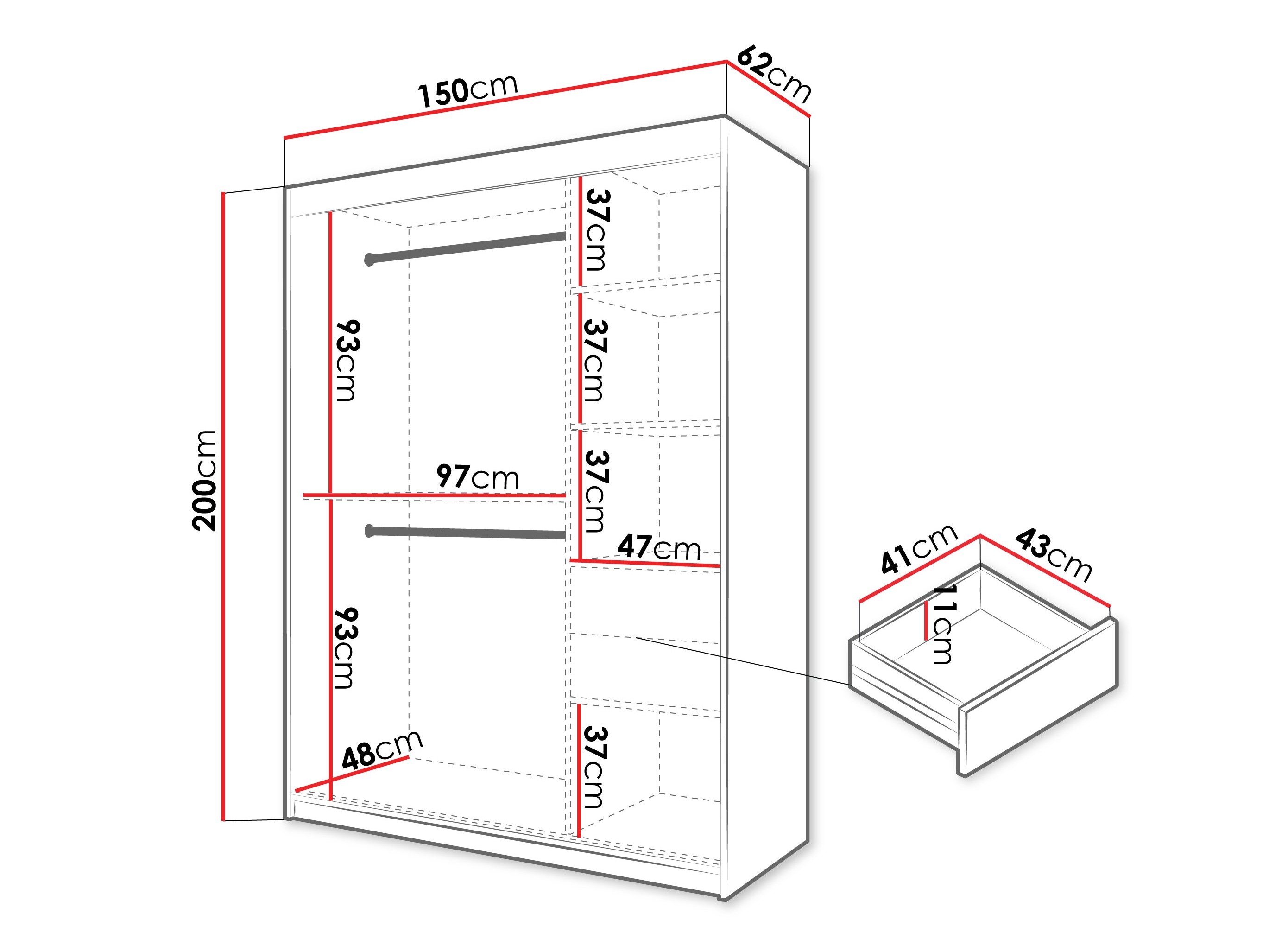 Garderobeskab Hartford 578 (Sonoma eg)