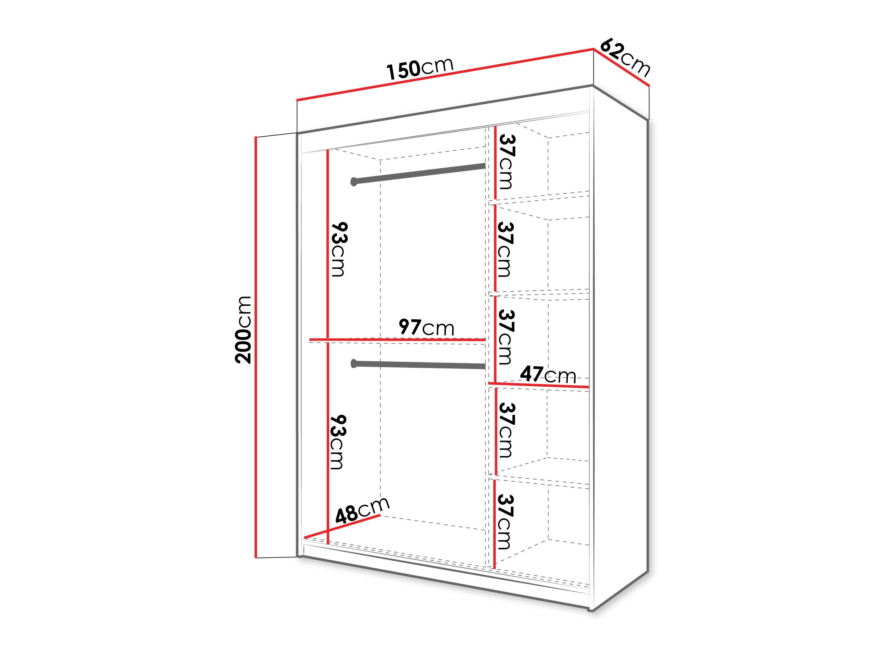 Garderobeskab Hartford 578 (Sort)