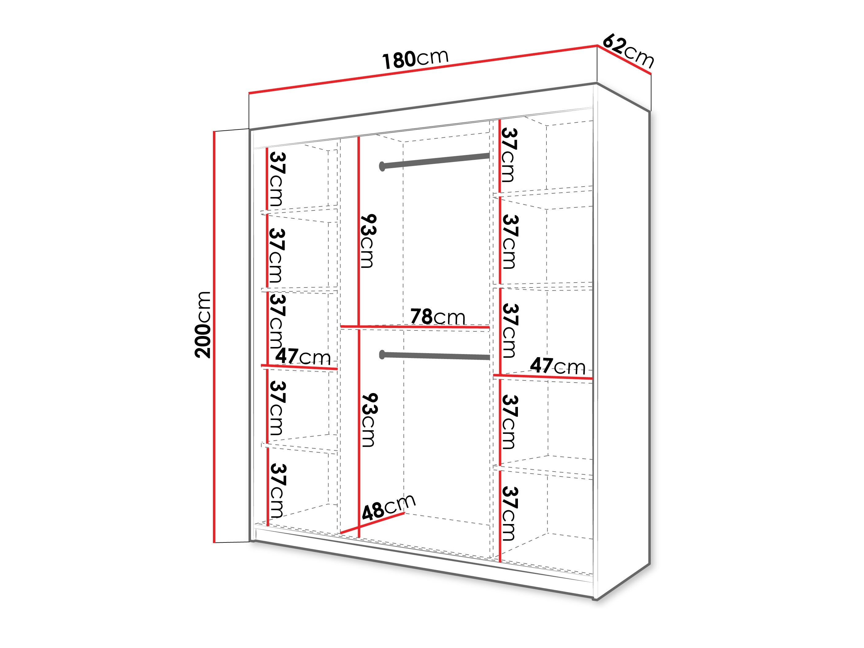 Kledingkast Hartford 578 (Zwart)